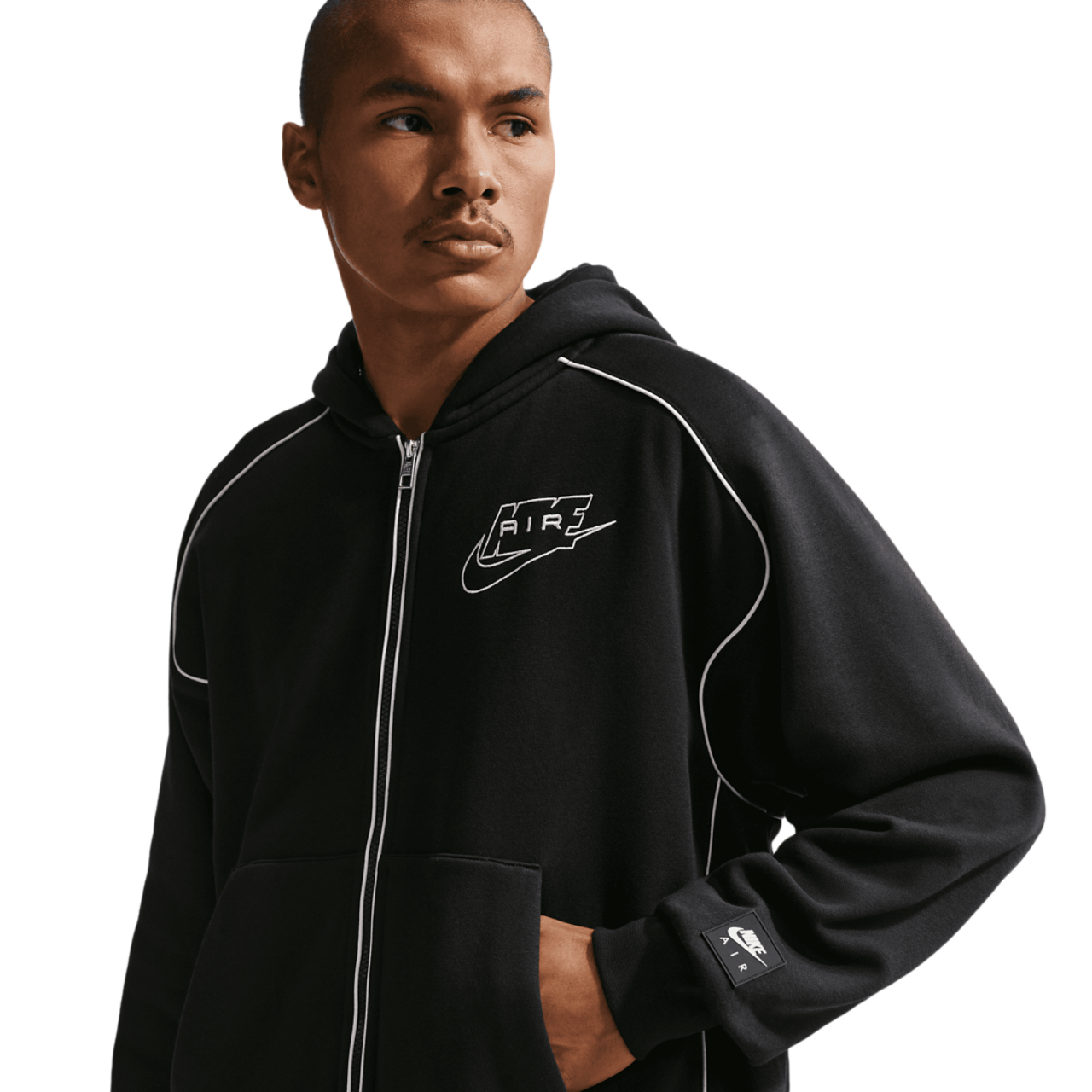 Nike Air Brushed Fleece Full Zip Hoodie Image 1 of 5. Tap to open photo gallery.