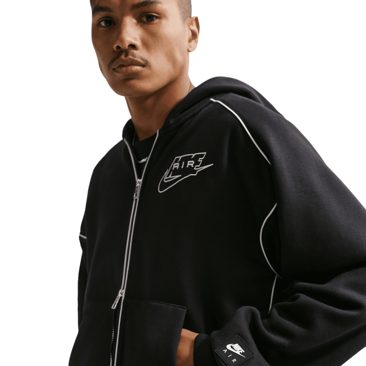 Nike Air Brushed Fleece Full Zip Hoodie Image 4 of 5. Tap to open photo gallery.