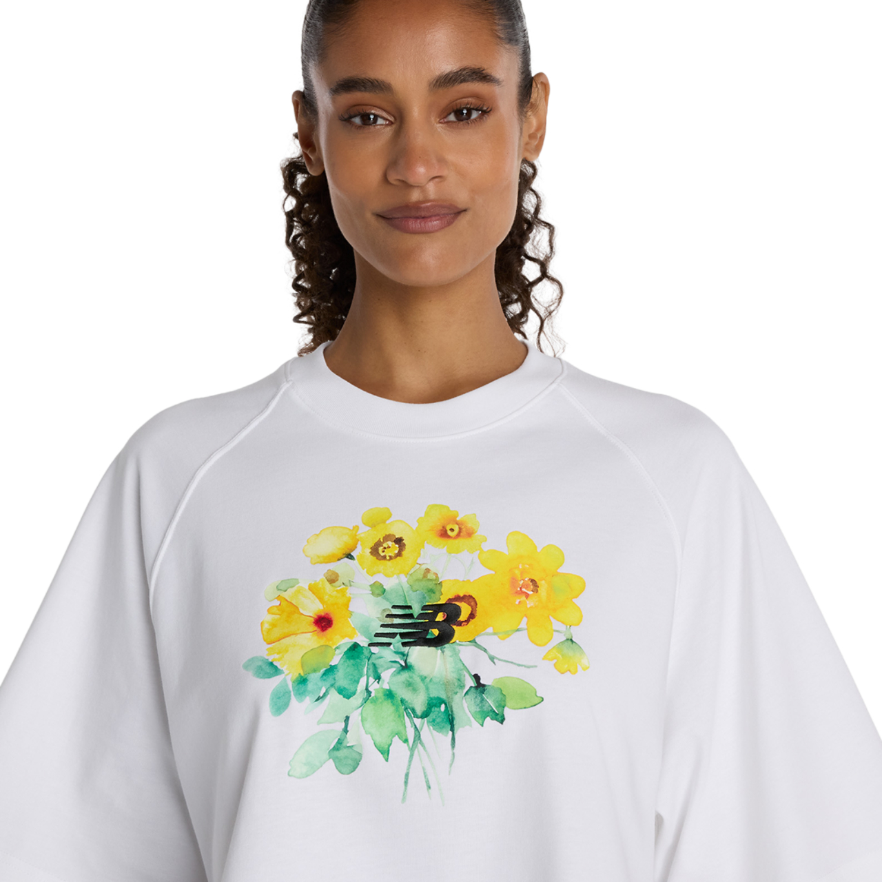New Balance Watercolor Yellow Boxy T-shirt Image 1 of 6. Tap to open photo gallery.