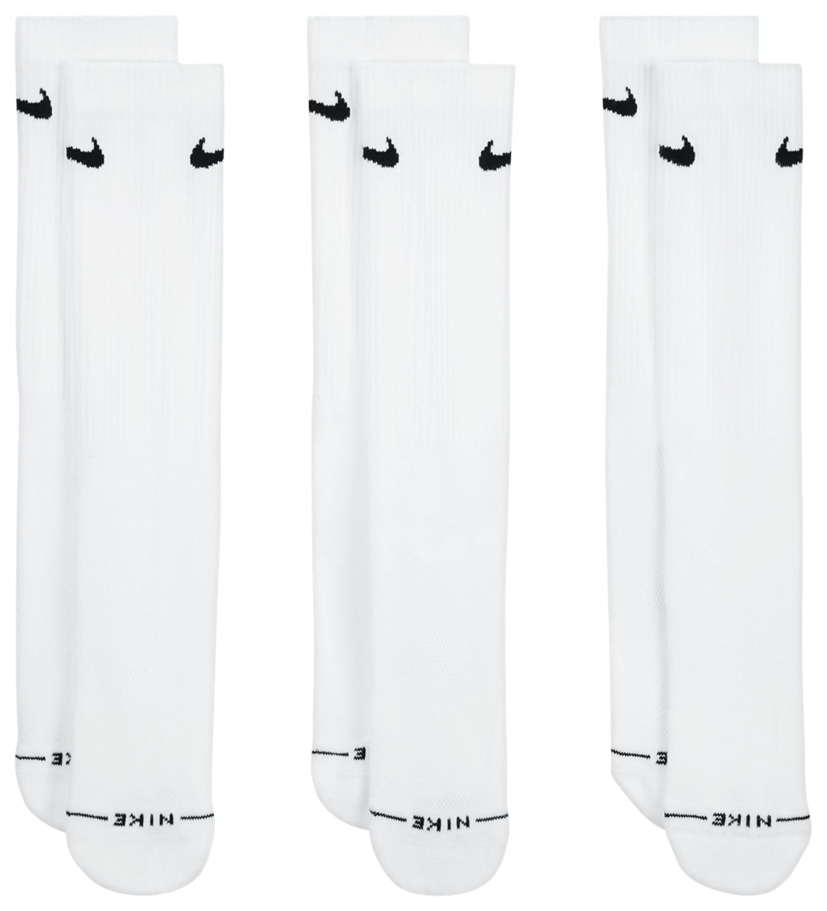 Nike Everday Elevated Crew Sock 3Pk White M Image 2 of 4. Tap to open photo gallery.