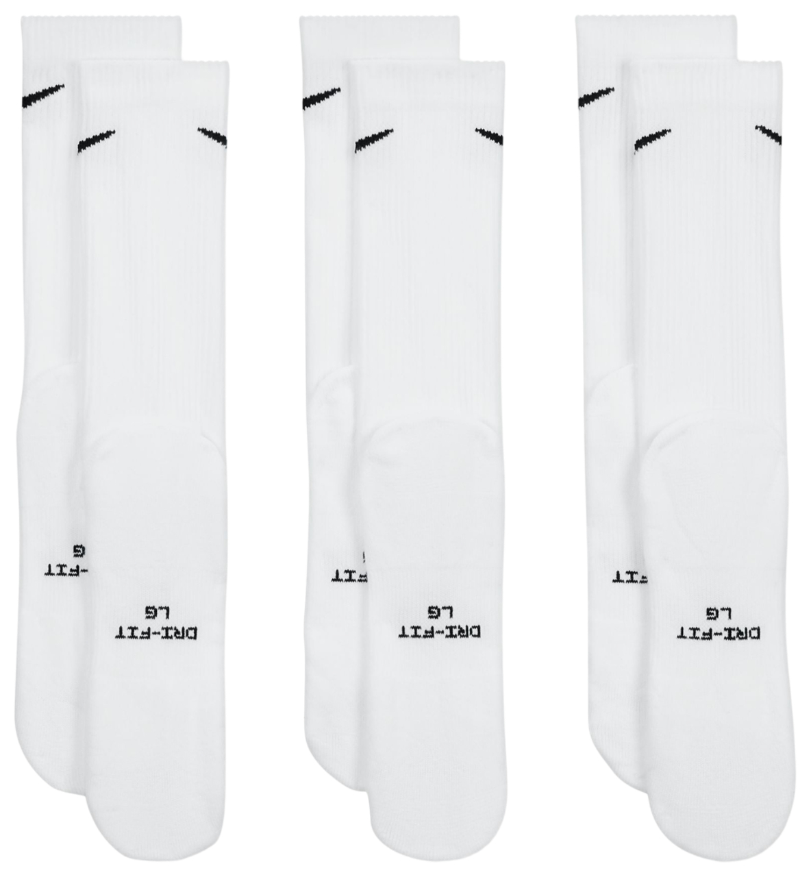 Nike Everday Elevated Crew Sock 3Pk White M Image 4 of 4. Tap to open photo gallery.