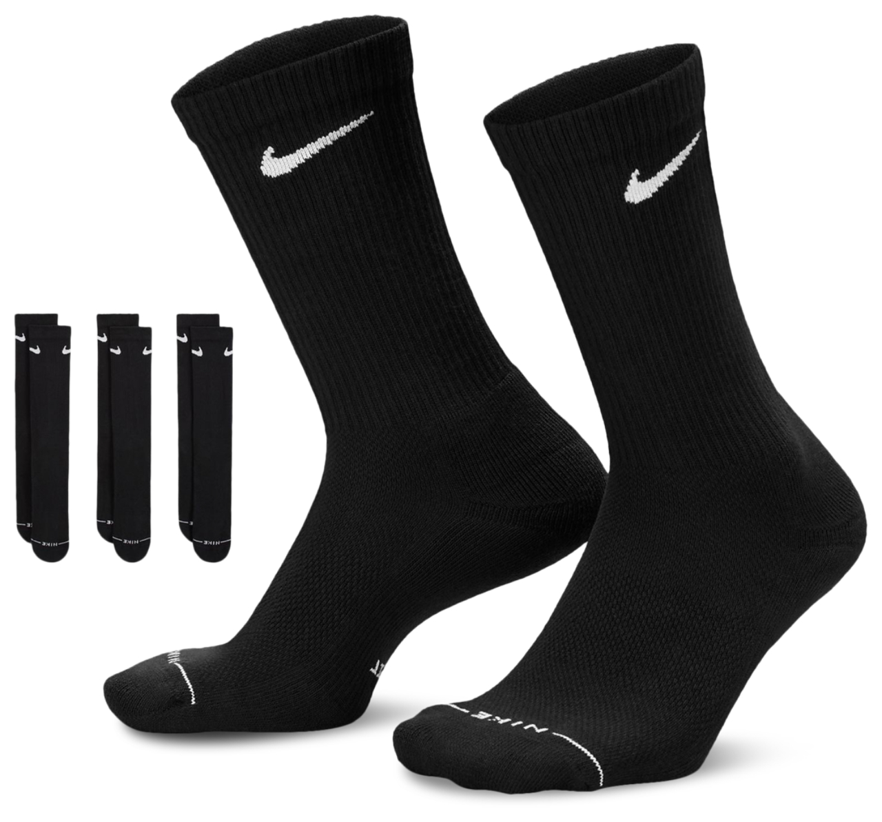 Nike Everday Elevated Crew Sock 3Pk Black Image 1 of 4. Tap to open photo gallery.