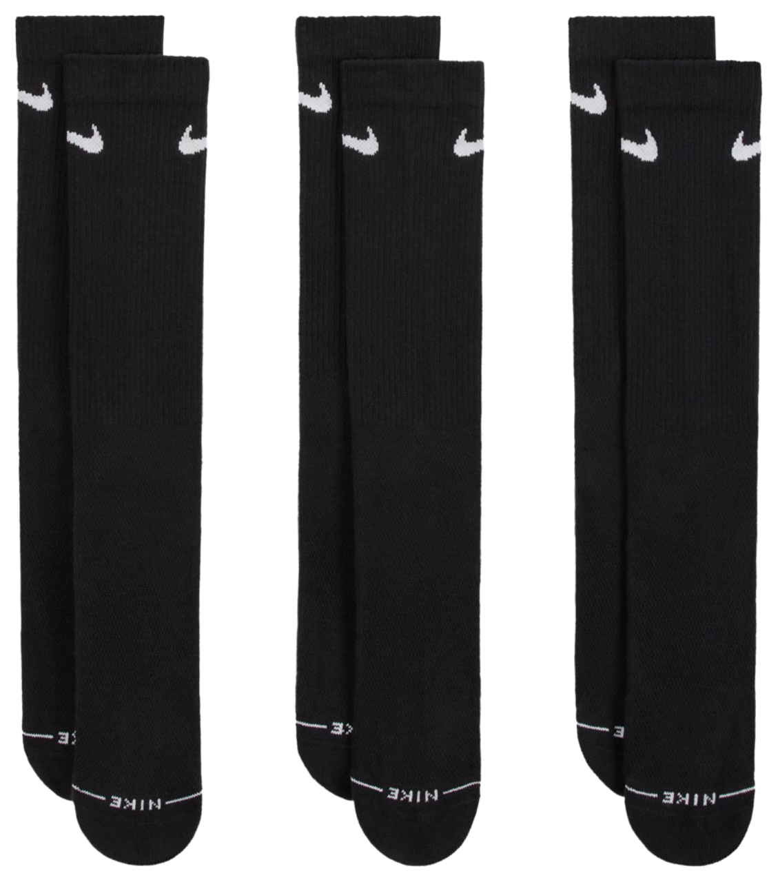 Nike Everday Elevated Crew Sock 3Pk Black Image 2 of 4. Tap to open photo gallery.