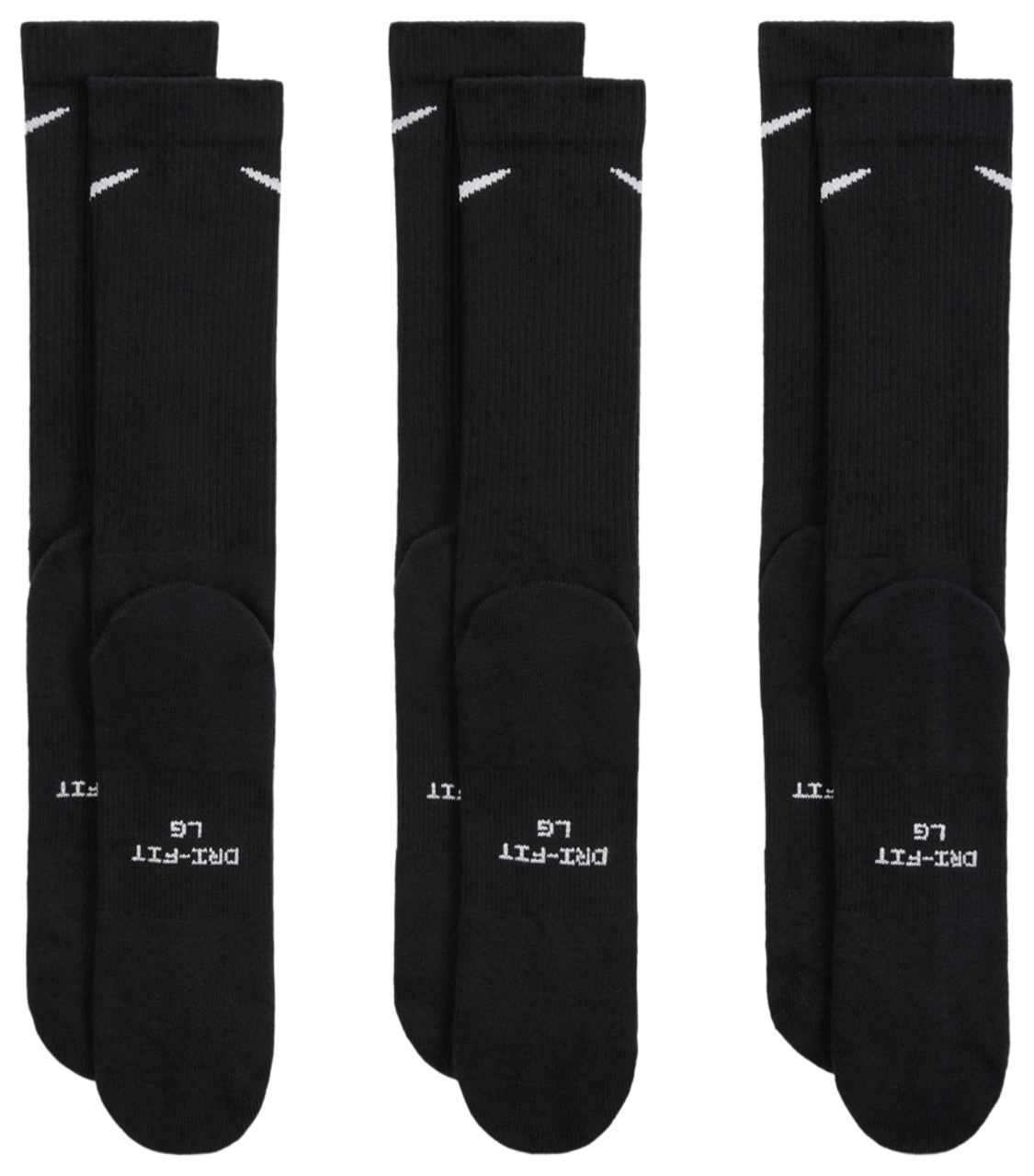 Nike Everday Elevated Crew Sock 3Pk Black Image 4 of 4. Tap to open photo gallery.