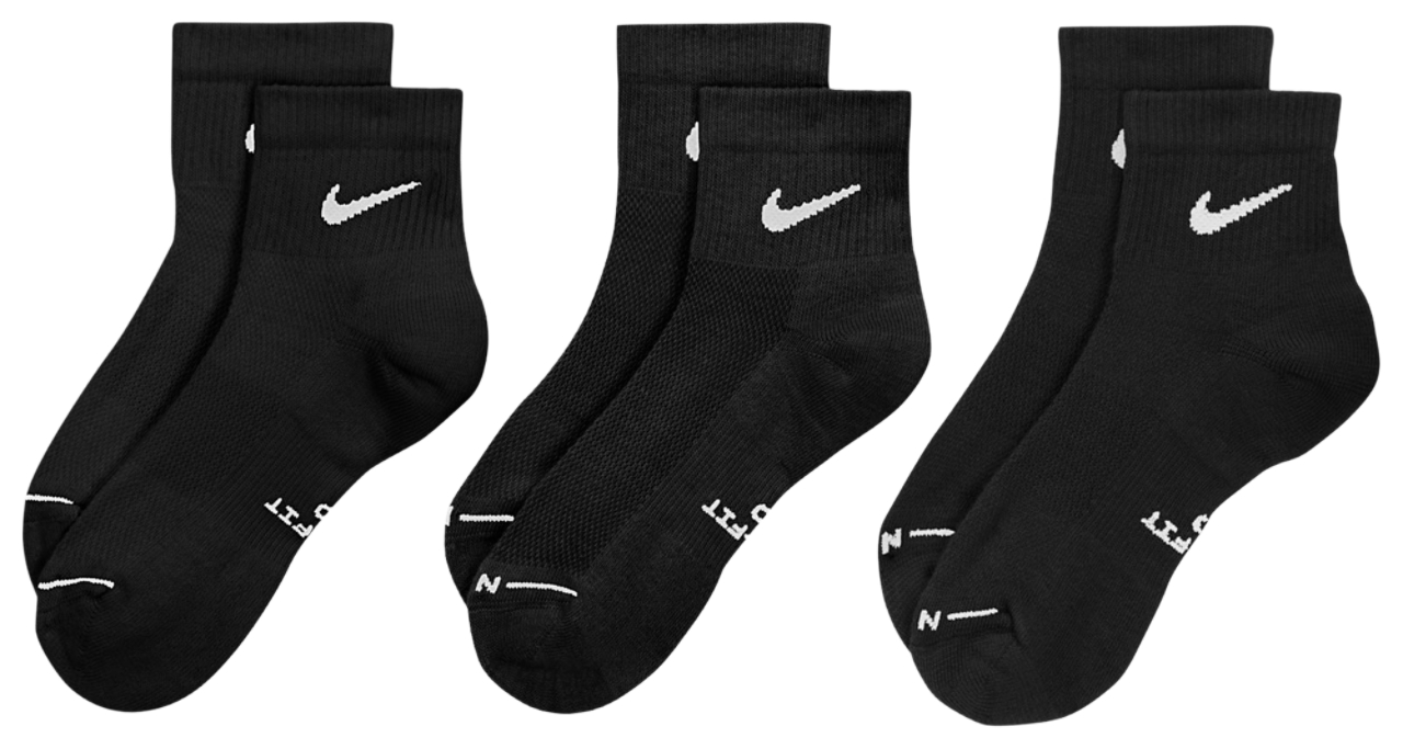 Nike Everyday Elevated Ankle Sock 3Pk Black Image 3 of 4. Tap to open photo gallery.