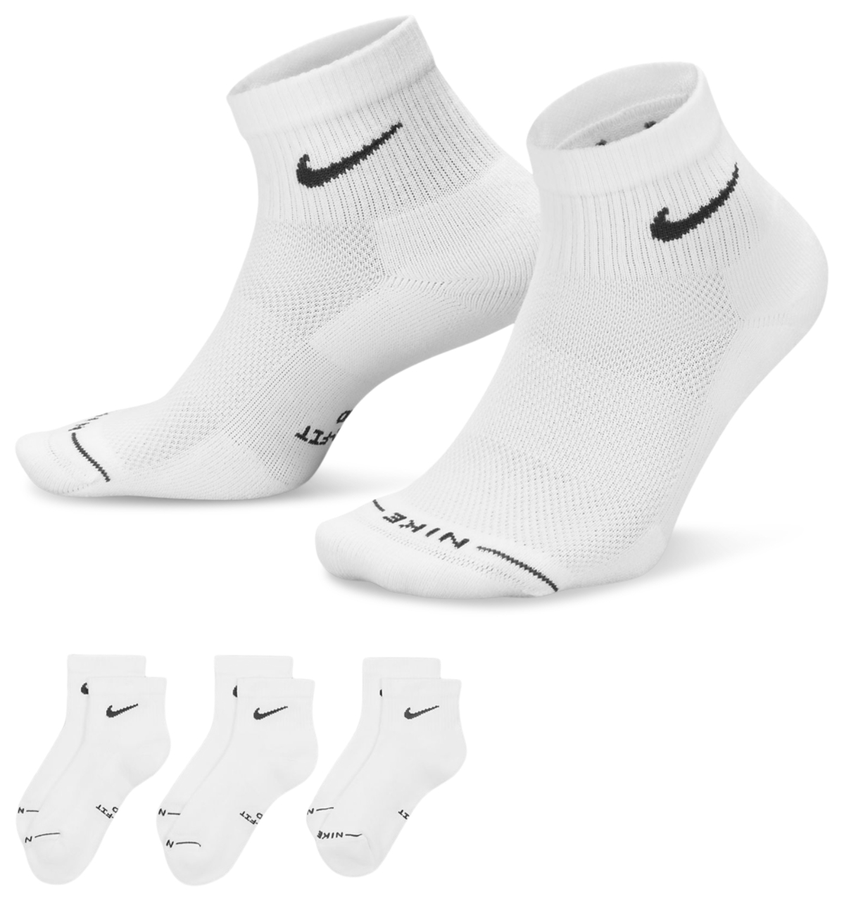 Nike Everyday Elevated Ankle Sock 3Pk White Image 1 of 4. Tap to open photo gallery.