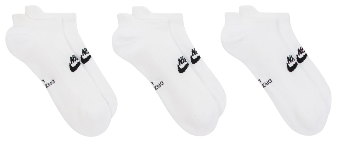 Nike Everyday Elevated No Show Sock 3Pk White Image 2 of 4. Tap to open photo gallery.