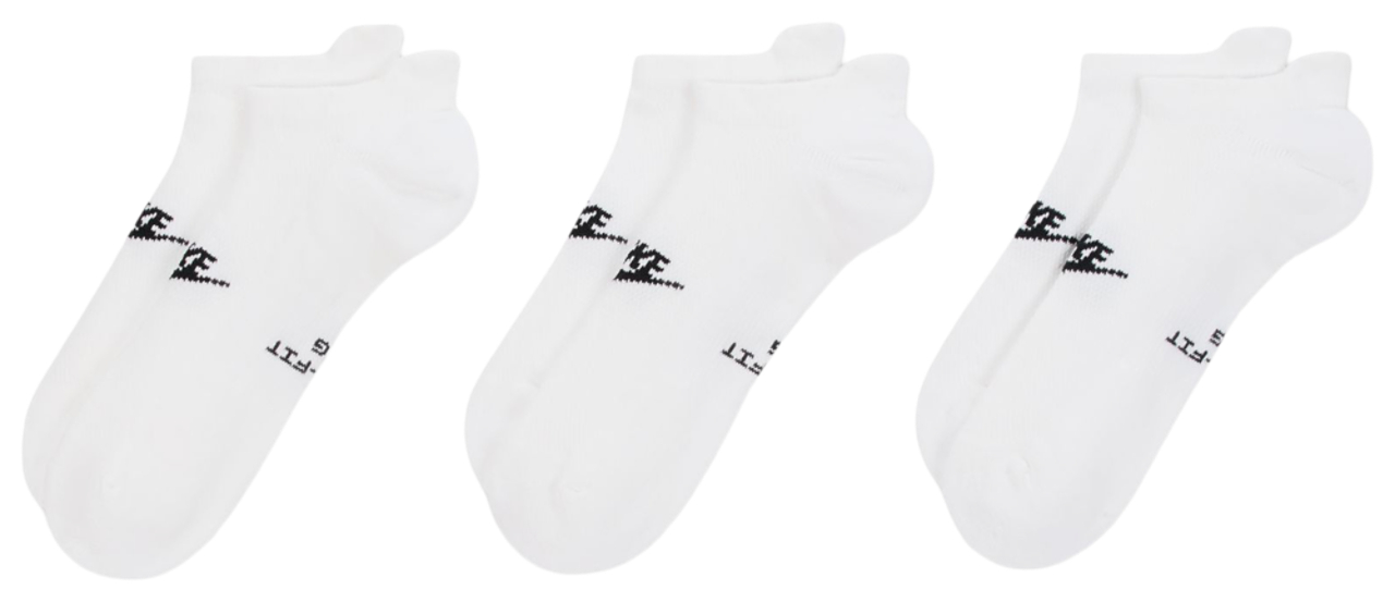 Nike Everyday Elevated No Show Sock 3Pk White Image 3 of 4. Tap to open photo gallery.