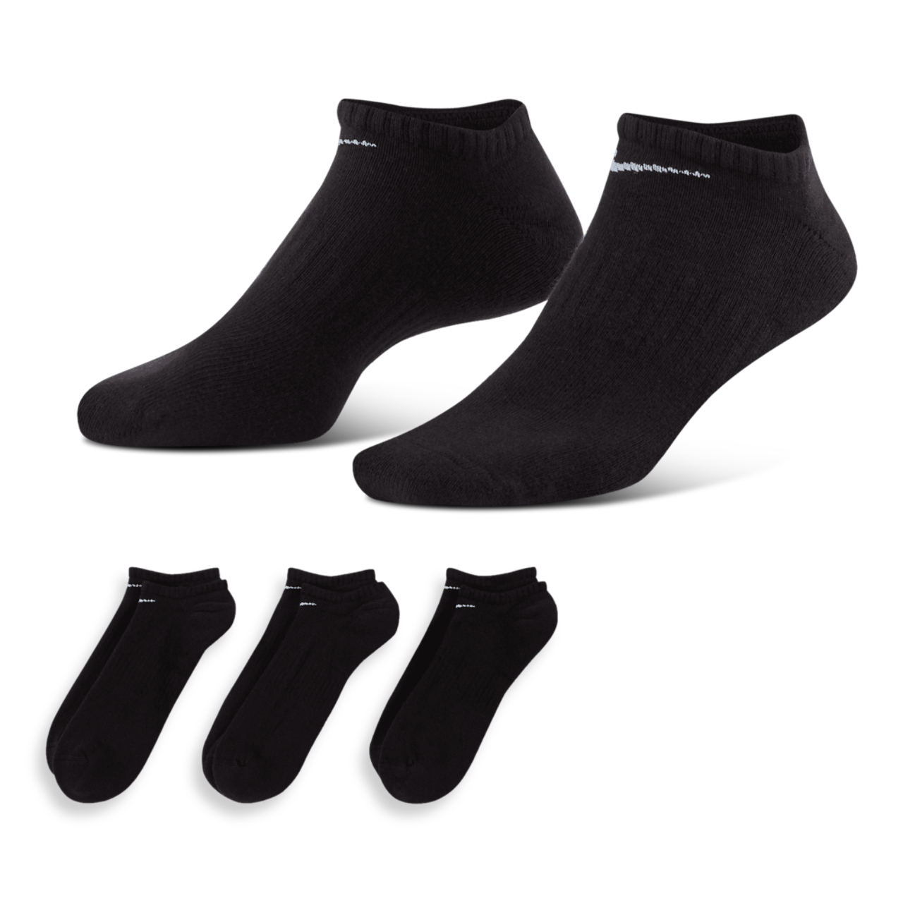 Nike Everyday Cushioned No Show 3 Pack Image 1 of 4. Tap to open photo gallery.