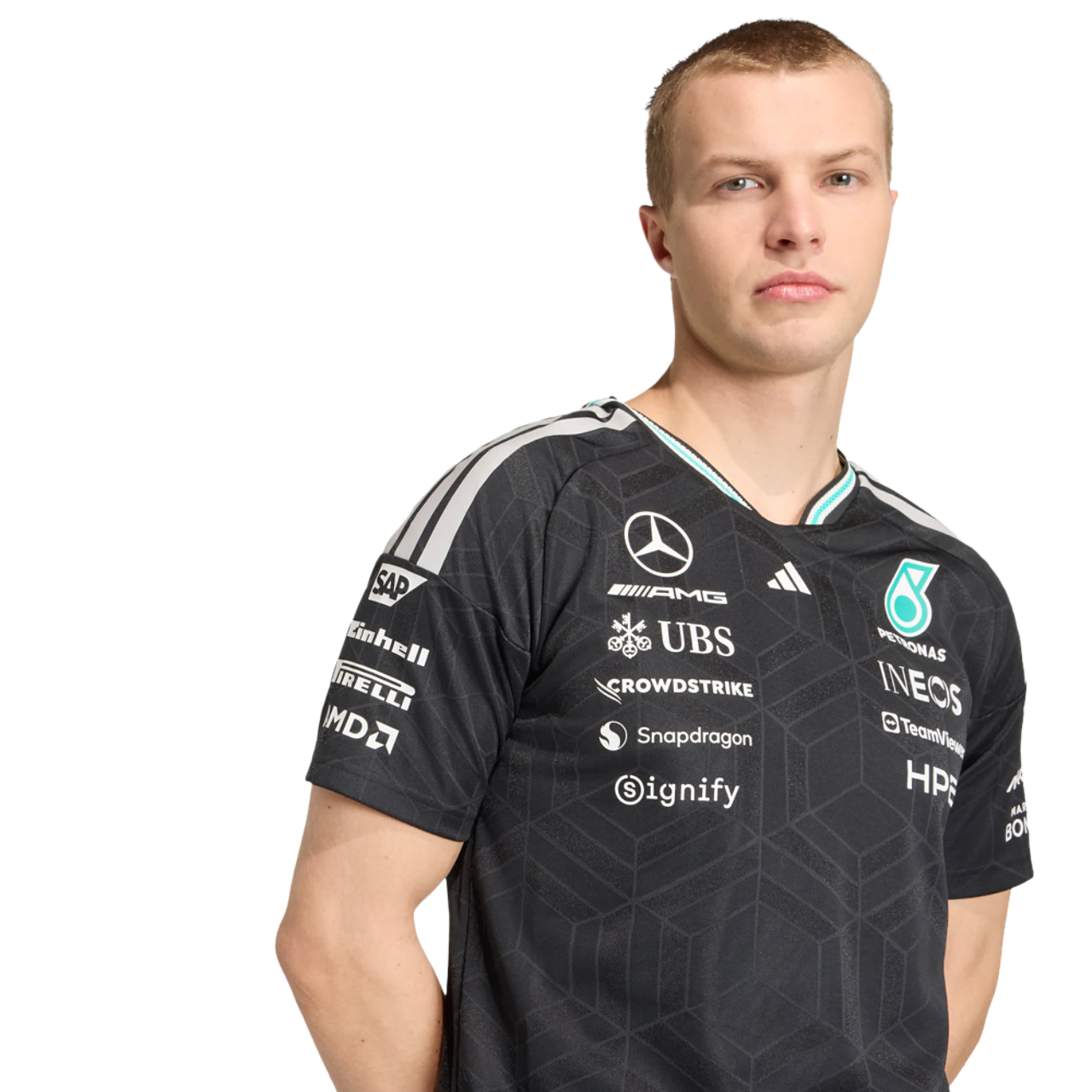 adidas Mercedes F1 Driver Authentic Jersey Imagen 4 de 5. Toque para abrir la galería de fotos.