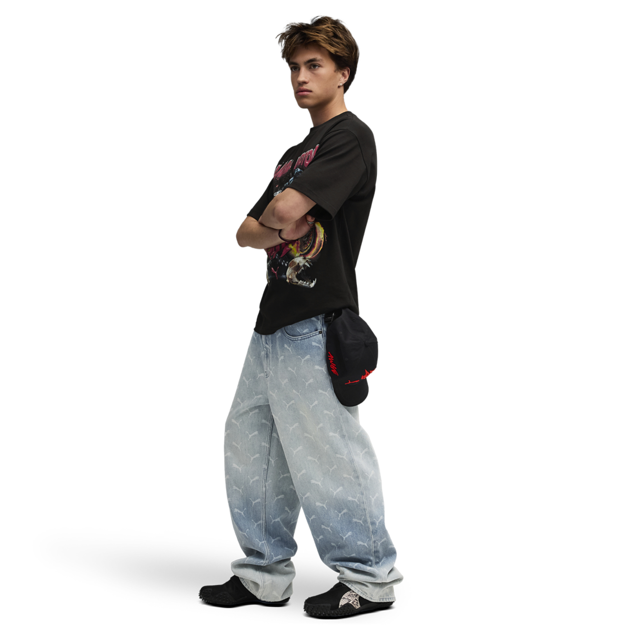 Puma X A$ap Denim Open Hem Pants Image 2 of 4. Tap to open photo gallery.