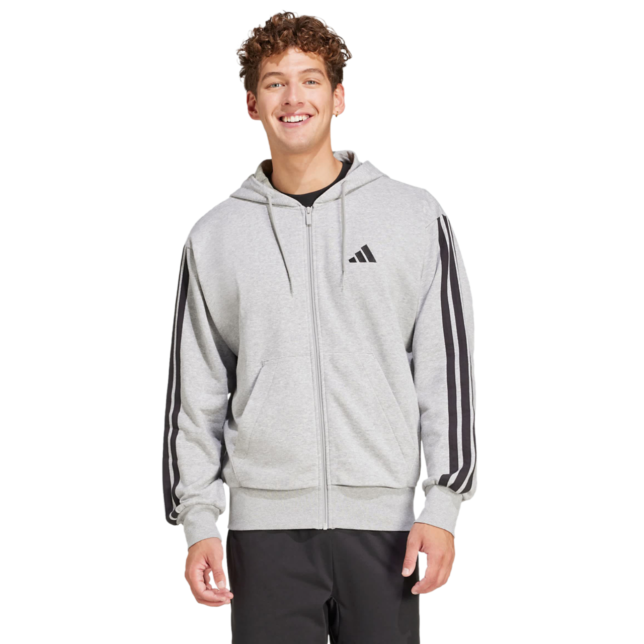 adidas Essentials 3-Stripes French Terry Hoodie Image 1 of 5. Tap to open photo gallery.