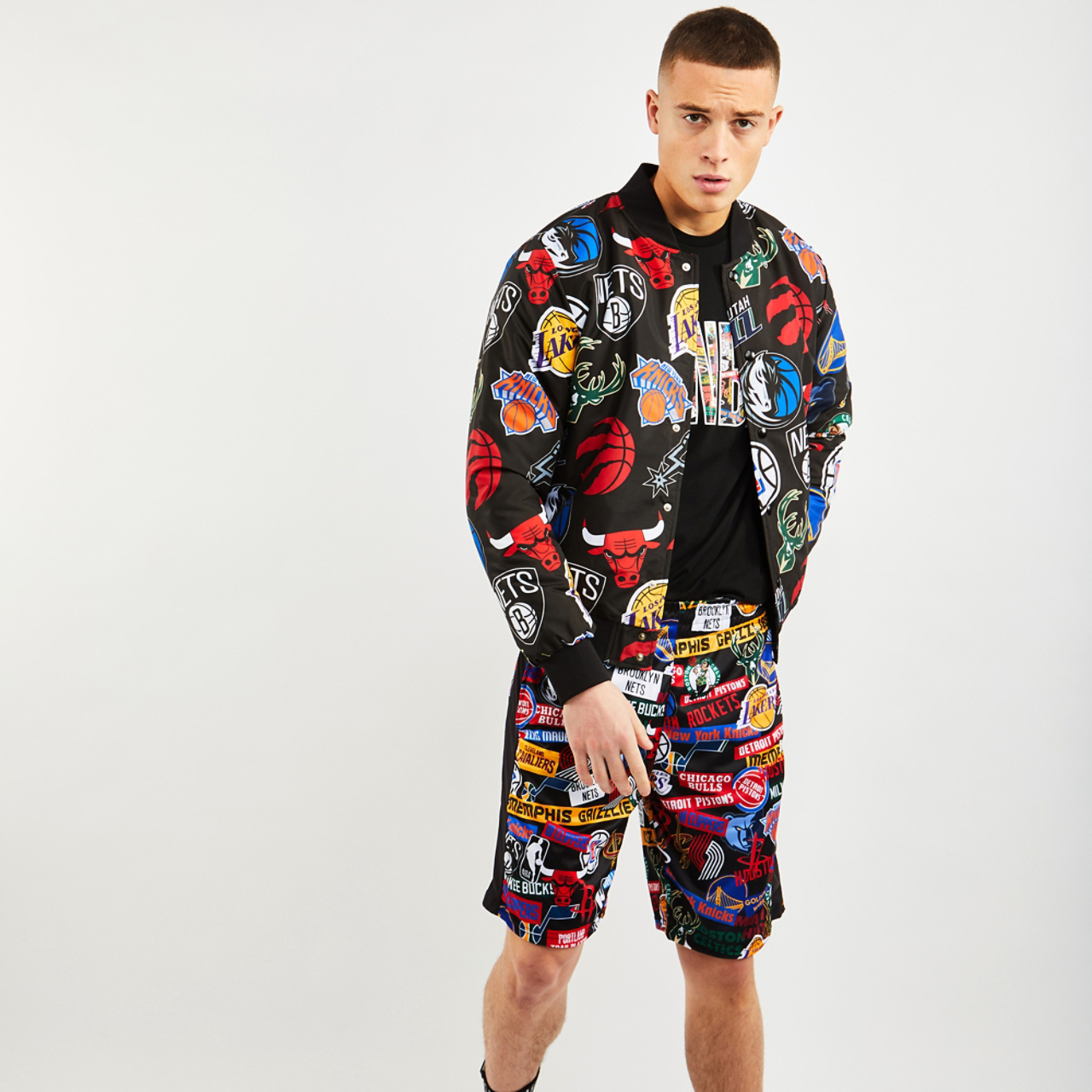 New Era NBA All Over Print Bomber Image 1 of 4. Tap to open photo gallery.