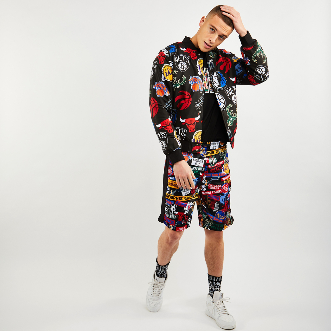 New Era NBA All Over Print Bomber Image 2 of 4. Tap to open photo gallery.