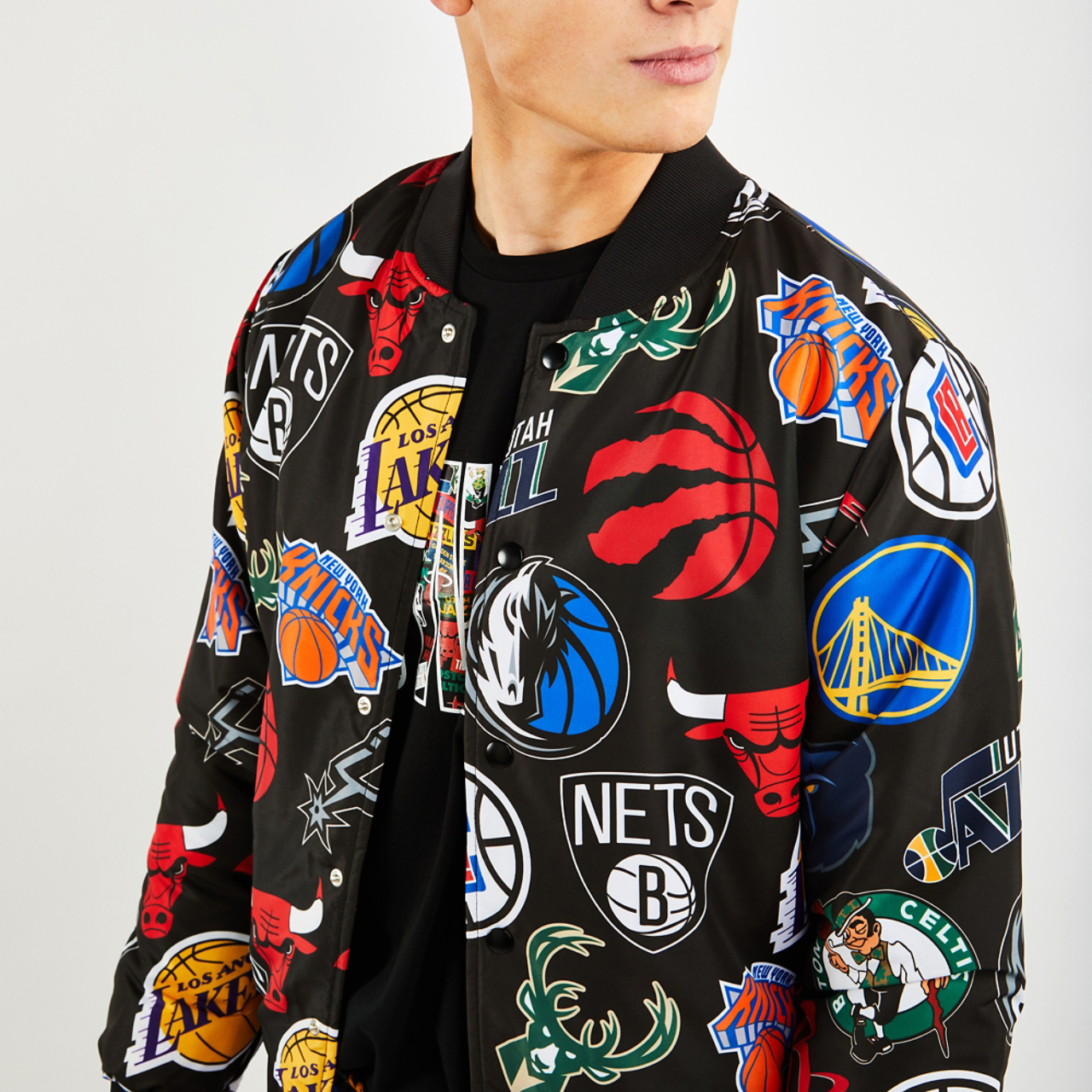 New Era NBA All Over Print Bomber Image 4 of 4. Tap to open photo gallery.