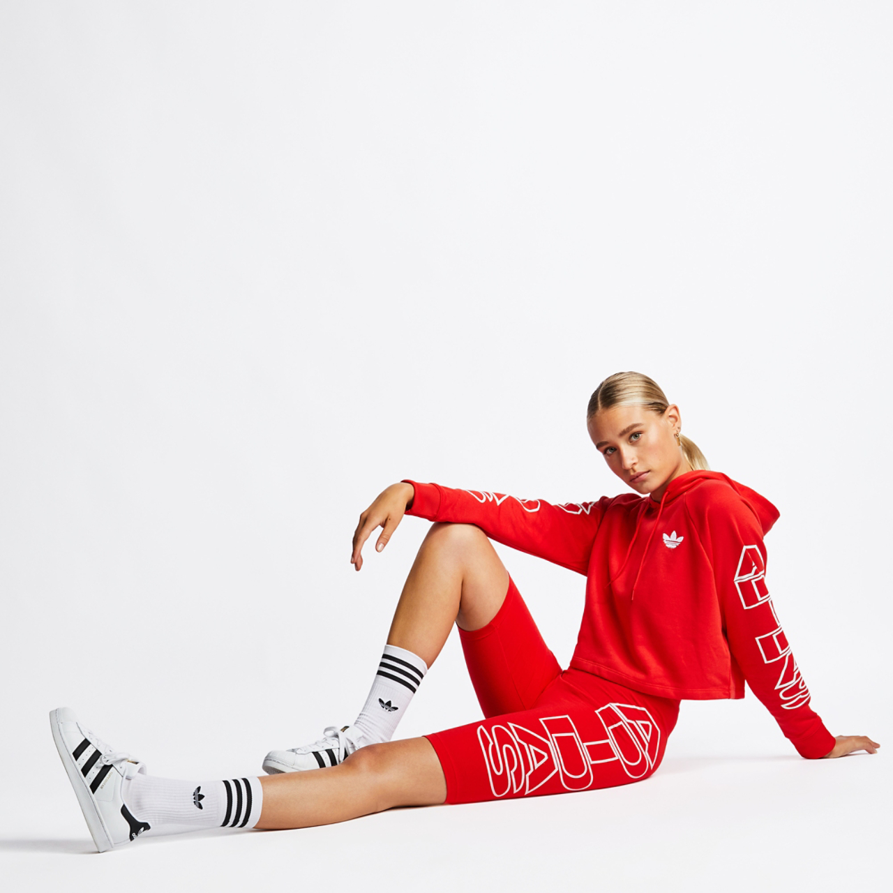 adidas Mid-waist Letter Short Tights Image 2 of 5. Tap to open photo gallery.