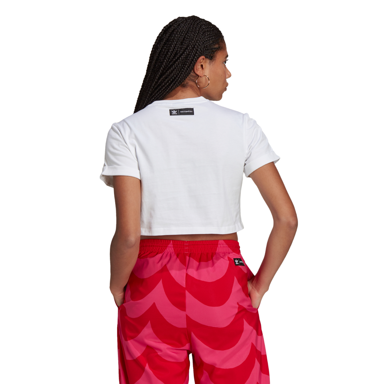 adidas Marimekko Trefoil Infill Cropped Tee Image 2 of 4. Tap to open photo gallery.