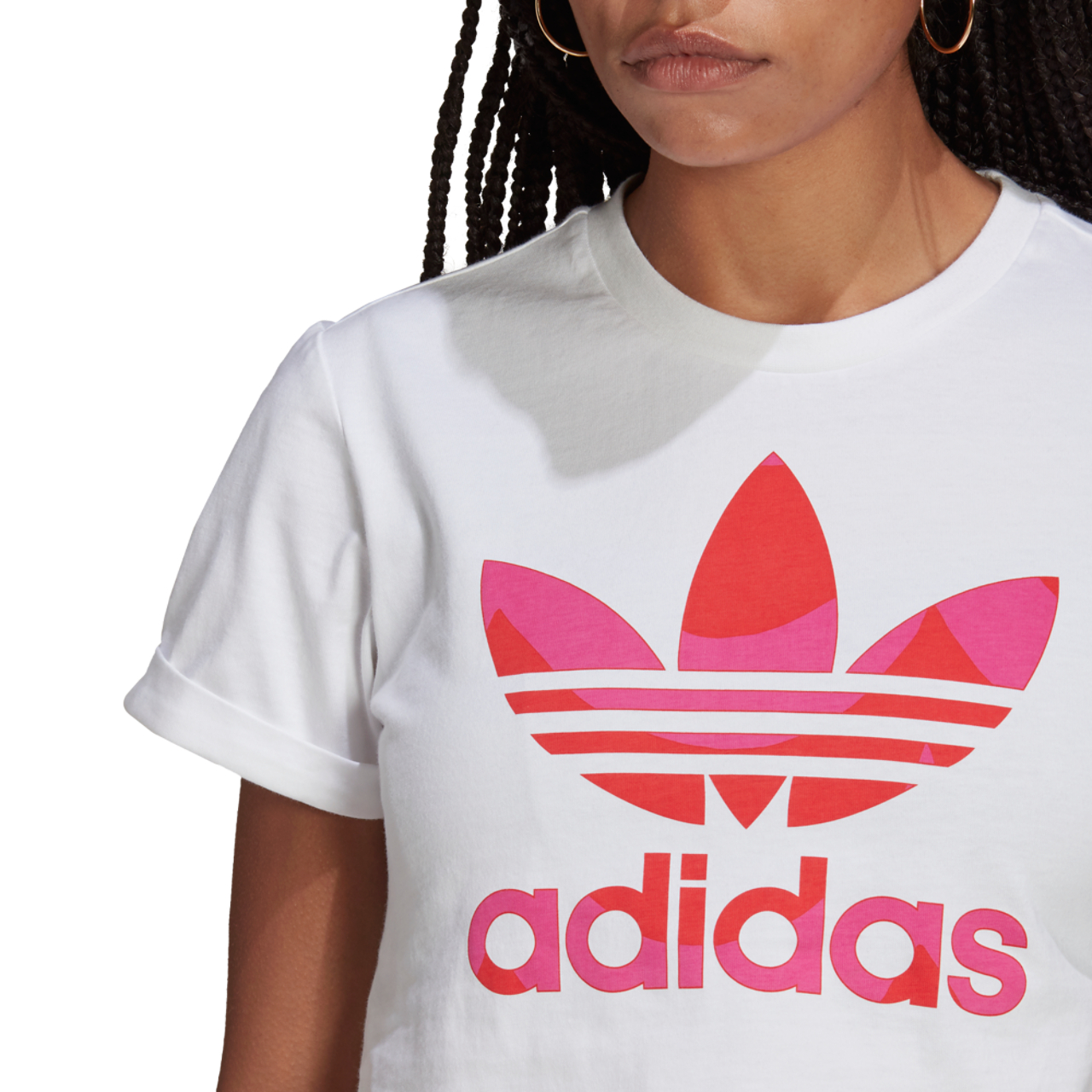 adidas Marimekko Trefoil Infill Cropped Tee Image 4 of 4. Tap to open photo gallery.
