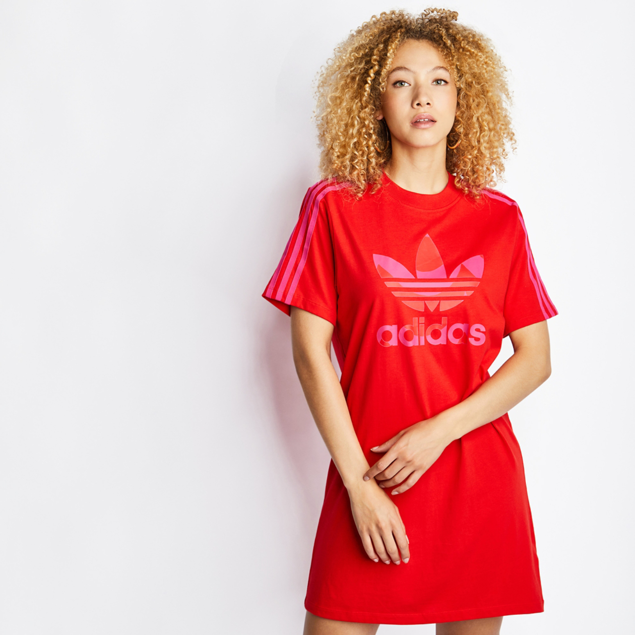 adidas Marimekko Trefoil Print Infill Tee Dress Image 1 of 5. Tap to open photo gallery.