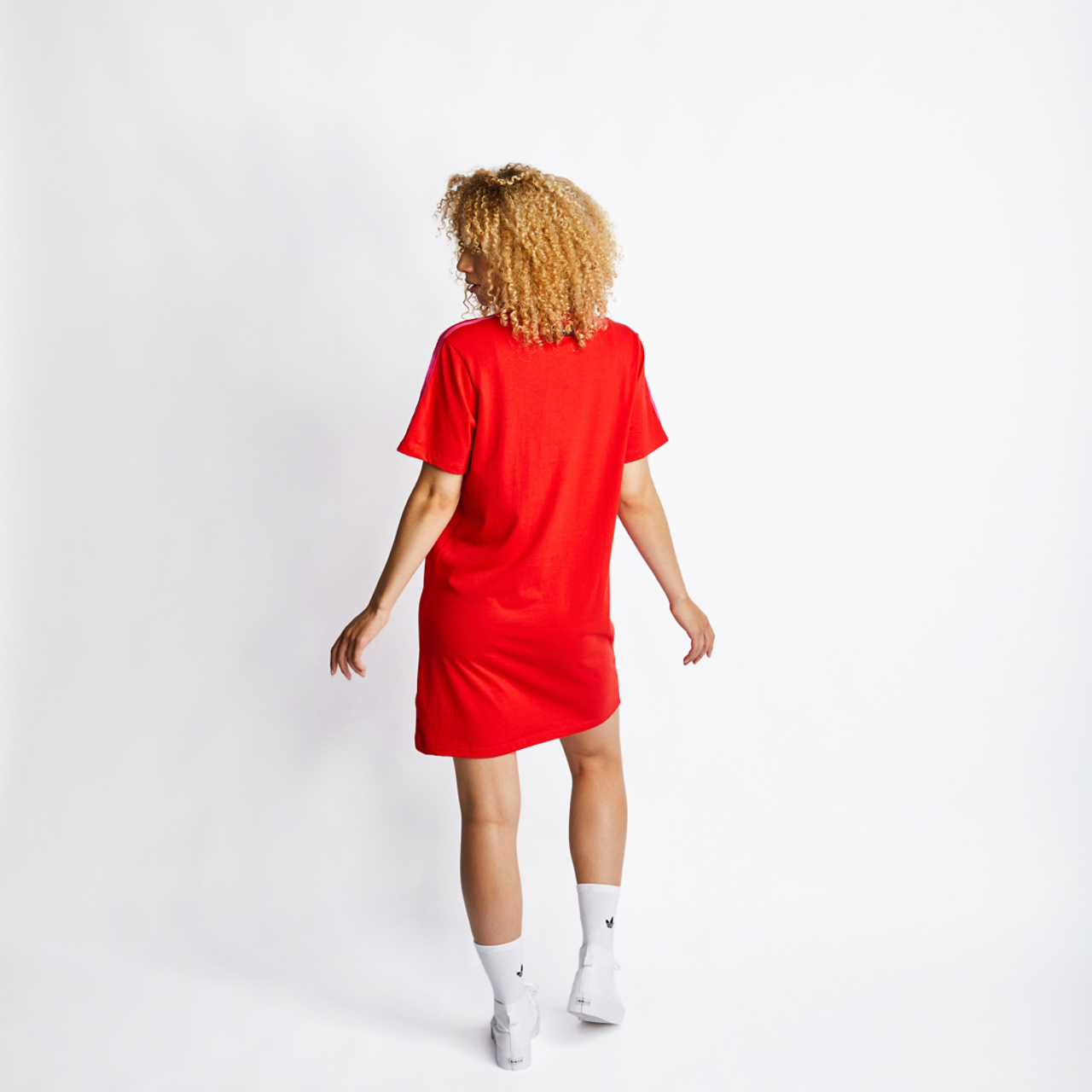 adidas Marimekko Trefoil Print Infill Tee Dress Image 3 of 5. Tap to open photo gallery.