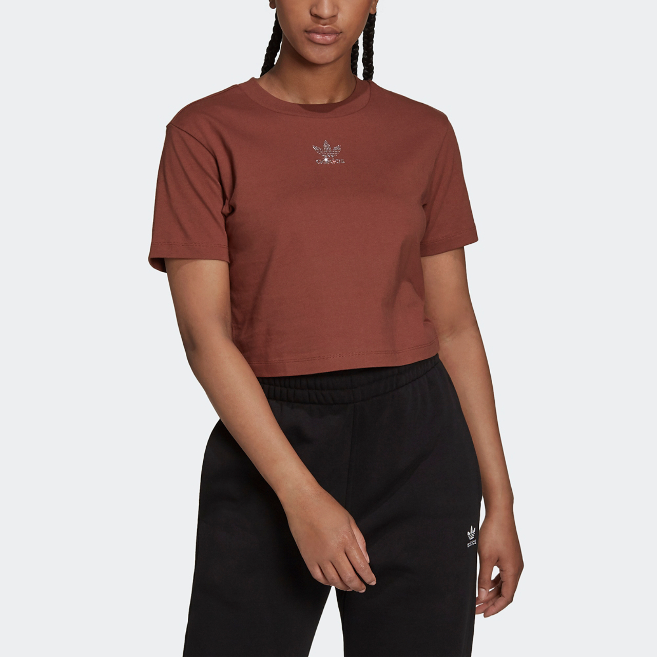 adidas Cropped Originals T-Shirt Image 6 of 6. Tap to open photo gallery.