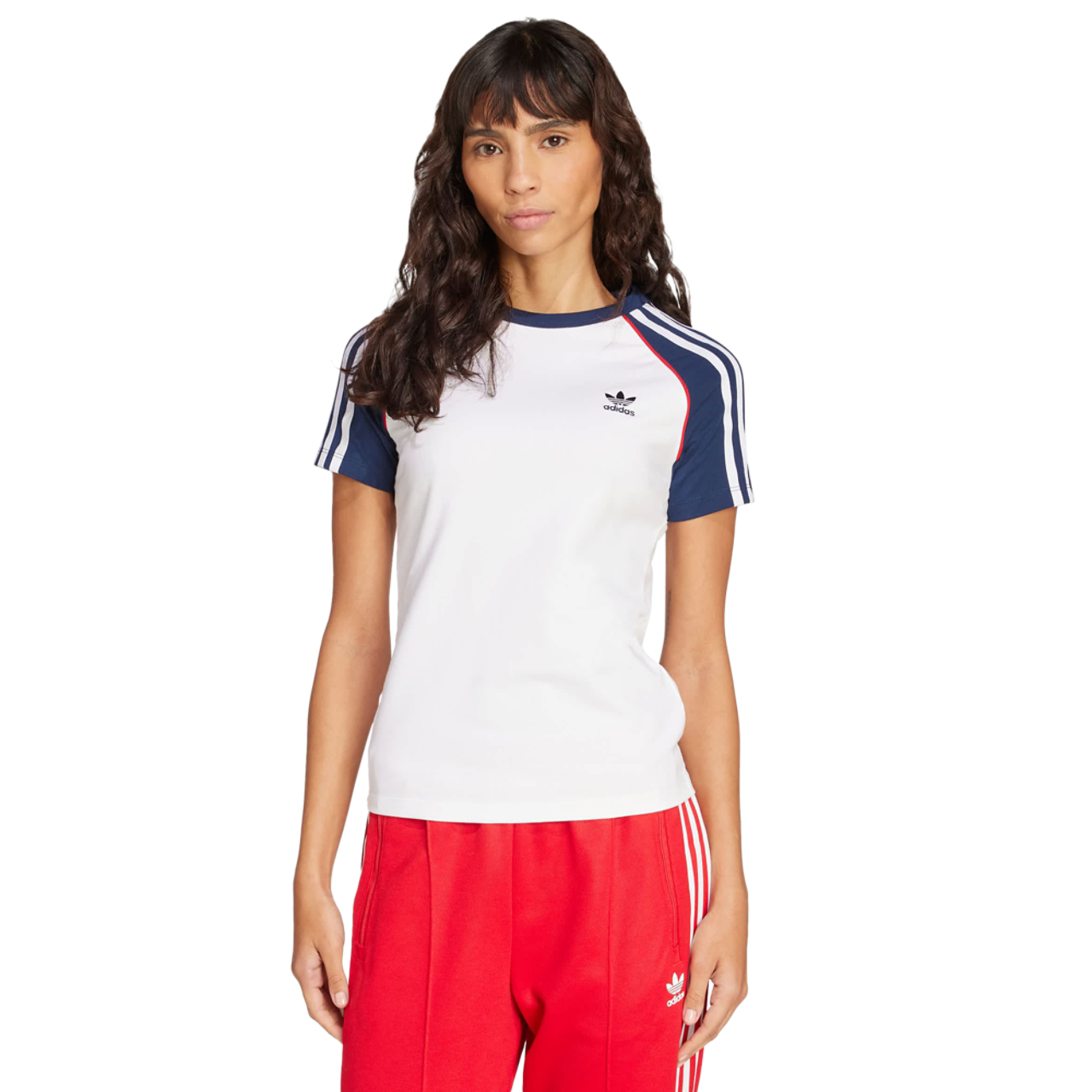 adidas Adicolor 3-Stripes Raglan Slim T-shirt Image 1 of 4. Tap to open photo gallery.