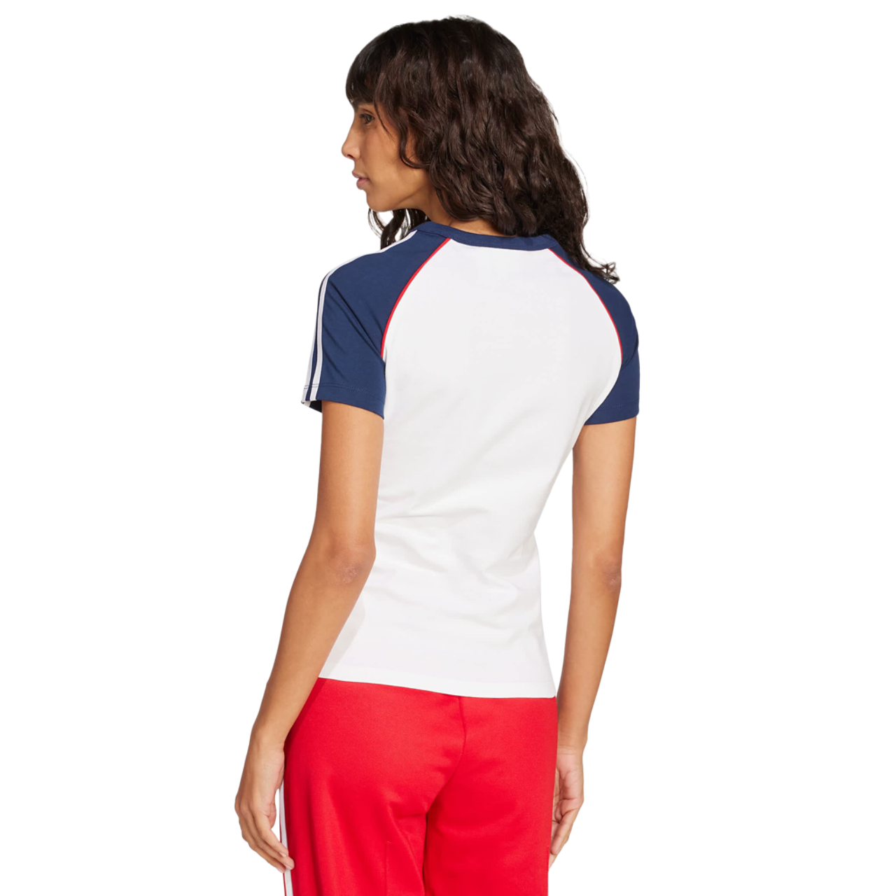 adidas Adicolor 3-Stripes Raglan Slim T-shirt Image 3 of 4. Tap to open photo gallery.