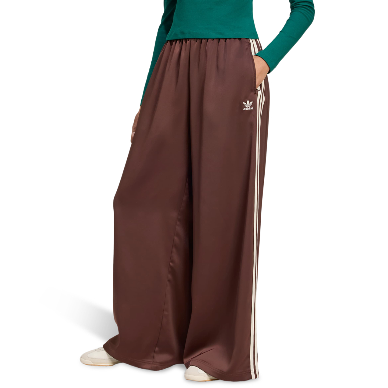 adidas Adicolor Satin Wide Leg Track Joggers Image 1 of 5. Tap to open photo gallery.