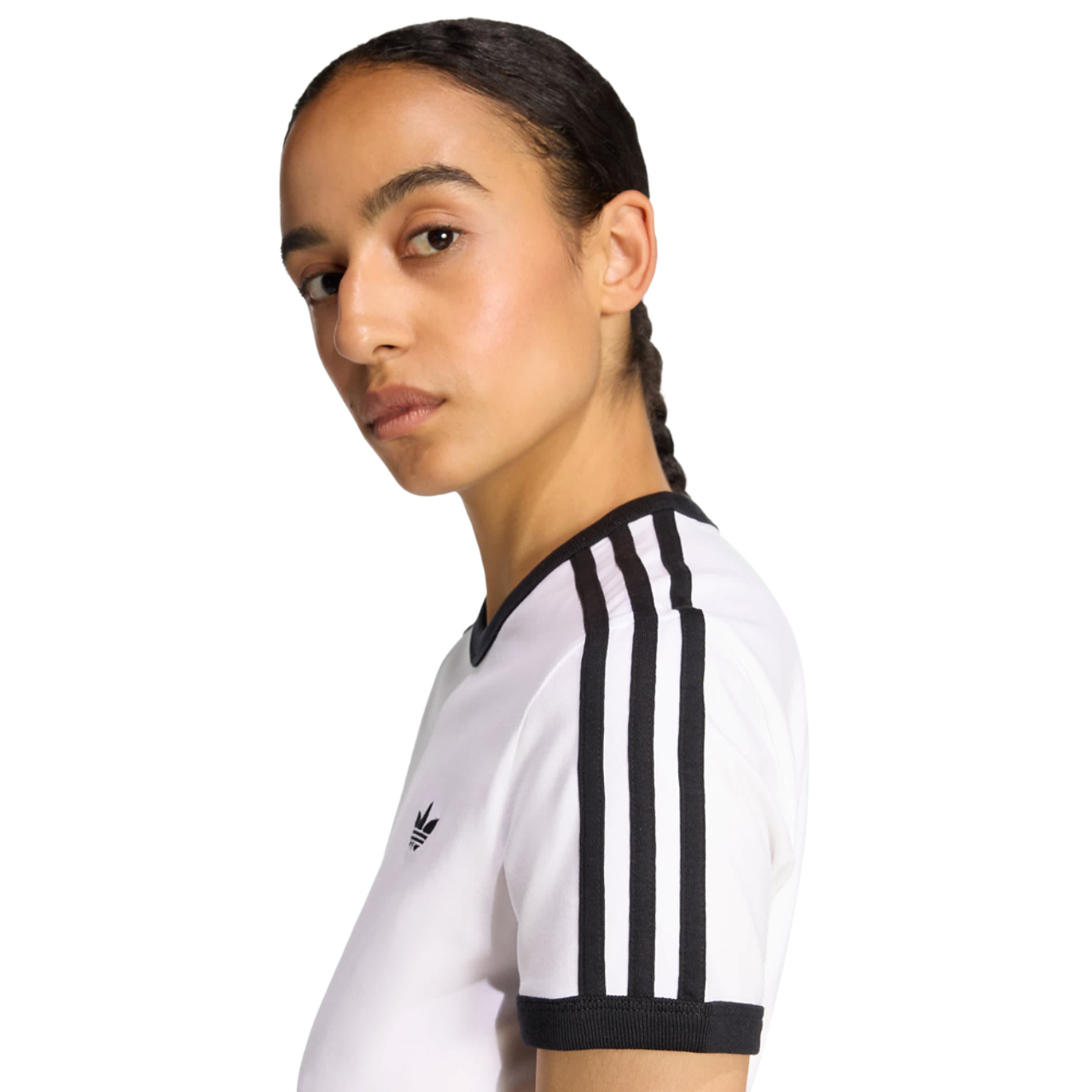 adidas 3 Stripes Slim T-shirt Image 4 of 5. Tap to open photo gallery.