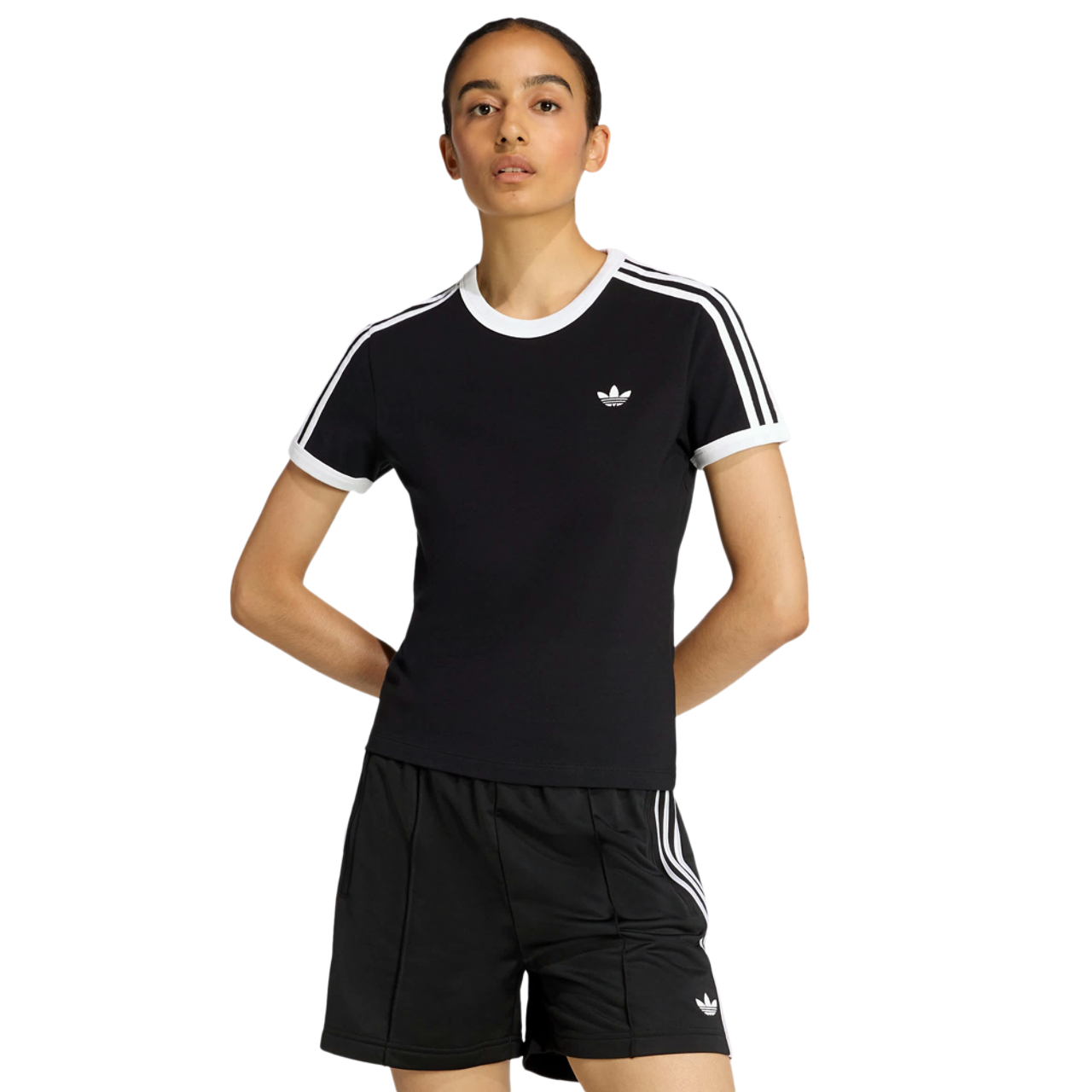 adidas 3 Stripes Slim T-shirt Image 1 of 5. Tap to open photo gallery.