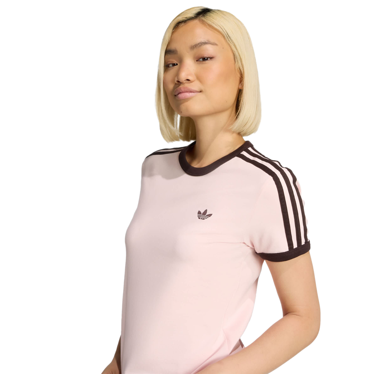 adidas 3 Stripes Slim T-shirt Image 4 of 5. Tap to open photo gallery.