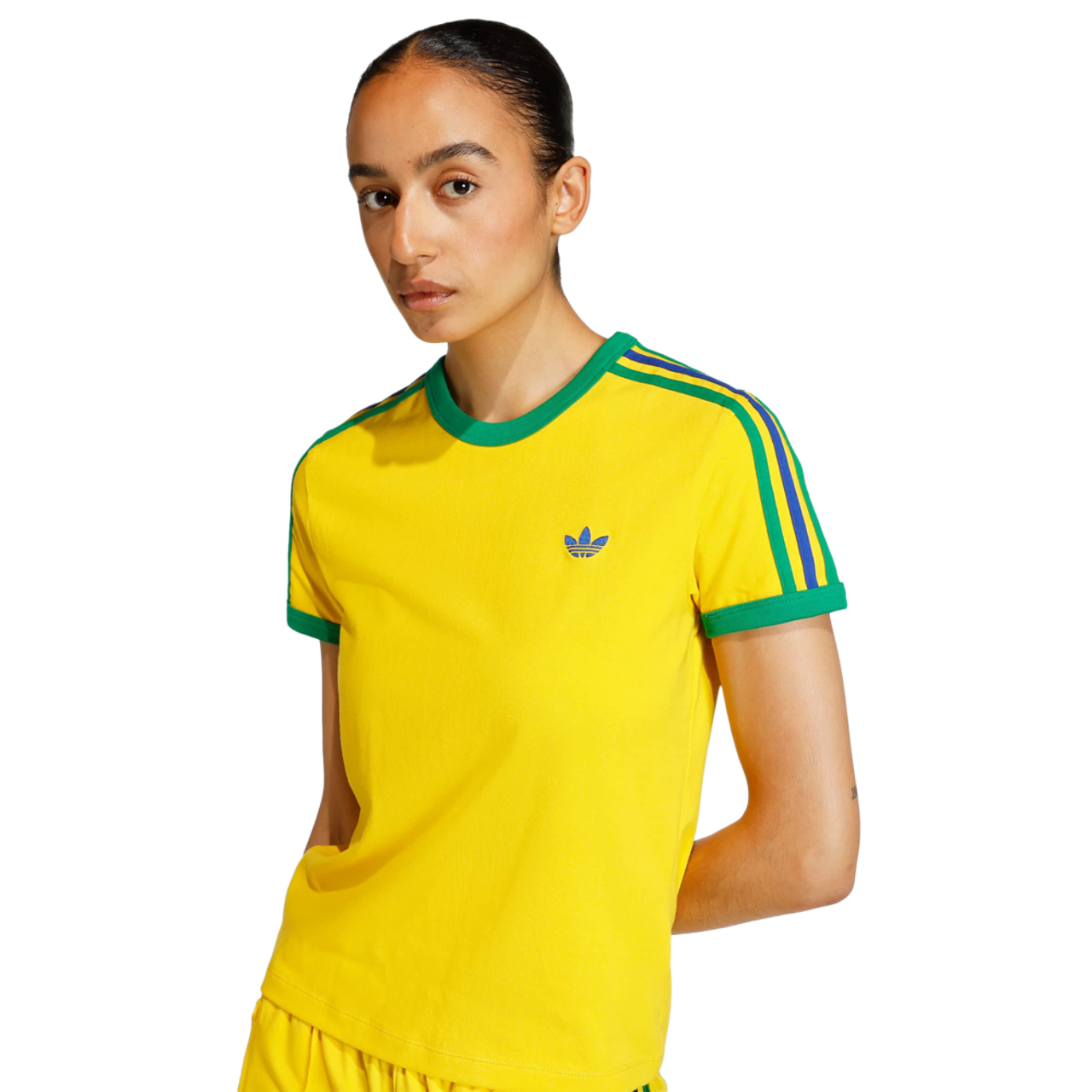 adidas 3 Stripes Slim T-shirt Image 4 of 5. Tap to open photo gallery.