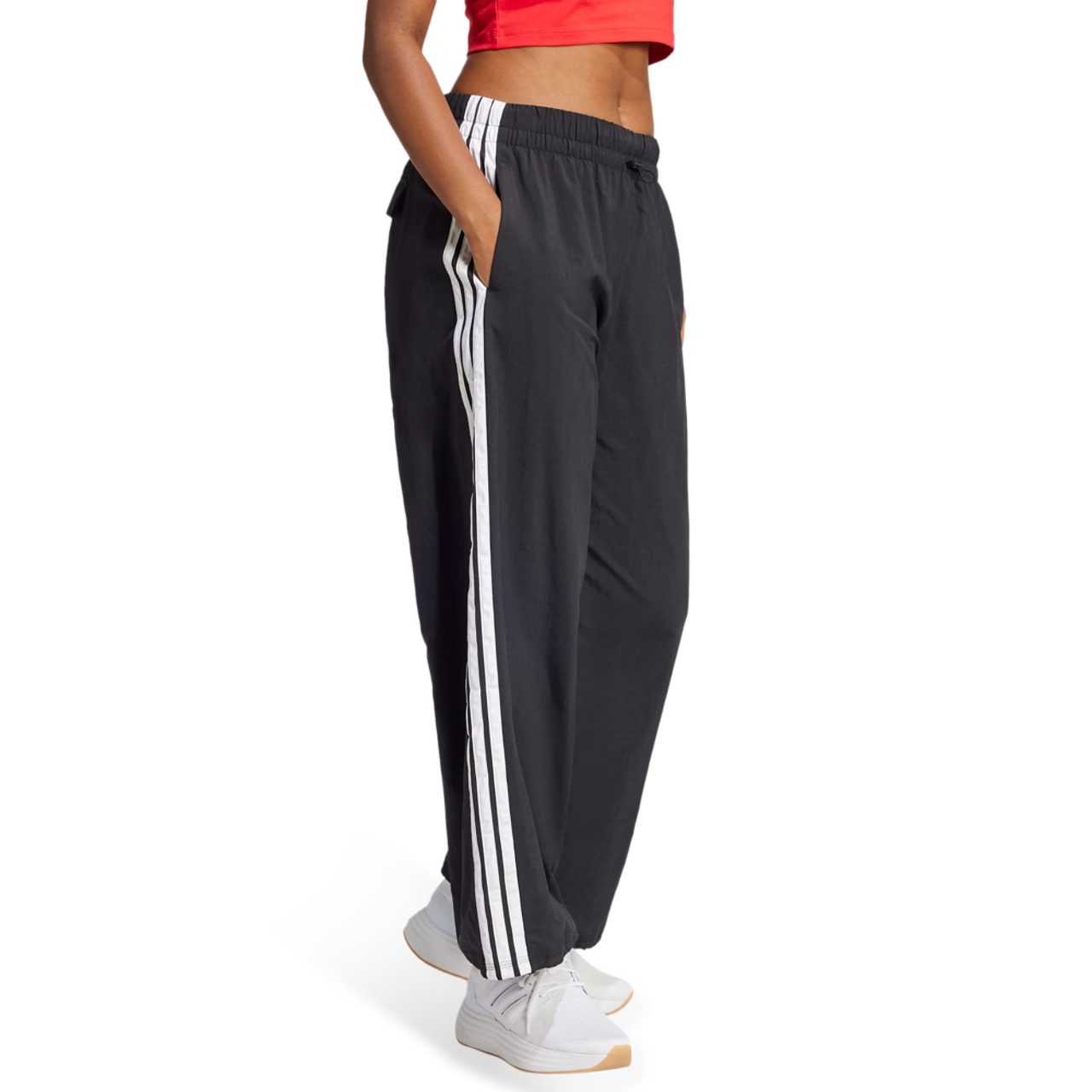 adidas Essentials 3-Stripes Parachute Bottoms Image 2 of 5. Tap to open photo gallery.