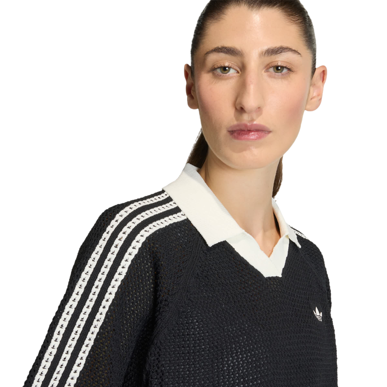 adidas Knitted Crochet Polo Imagen 3 de 4. Toque para abrir la galería de fotos.