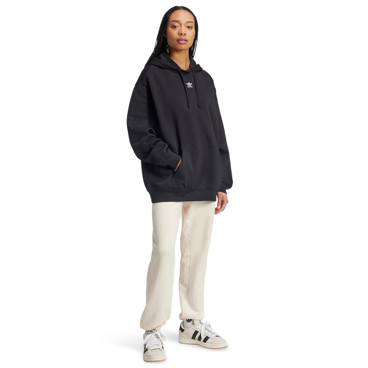 adidas Essentials Oversized Fleece Hoodie Image 2 of 4. Tap to open photo gallery.