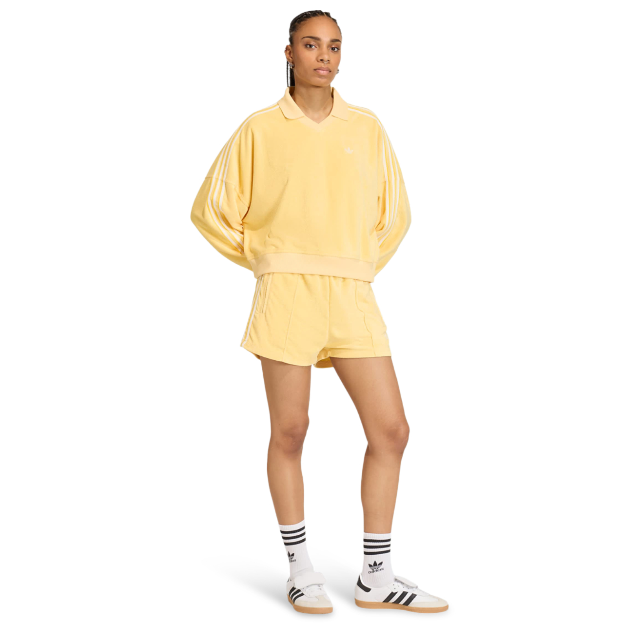 adidas Terry Towel V Neck Polo Shirt Image 2 of 4. Tap to open photo gallery.