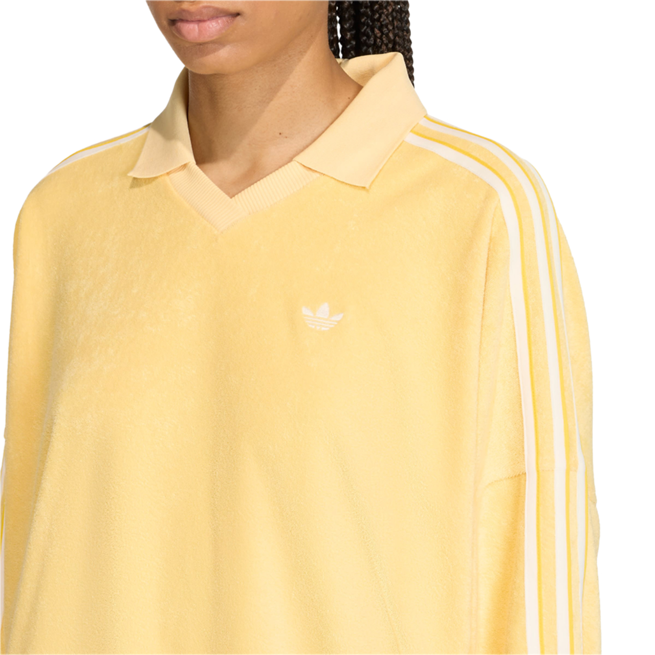 adidas Terry Towel V Neck Polo Shirt Image 3 of 4. Tap to open photo gallery.