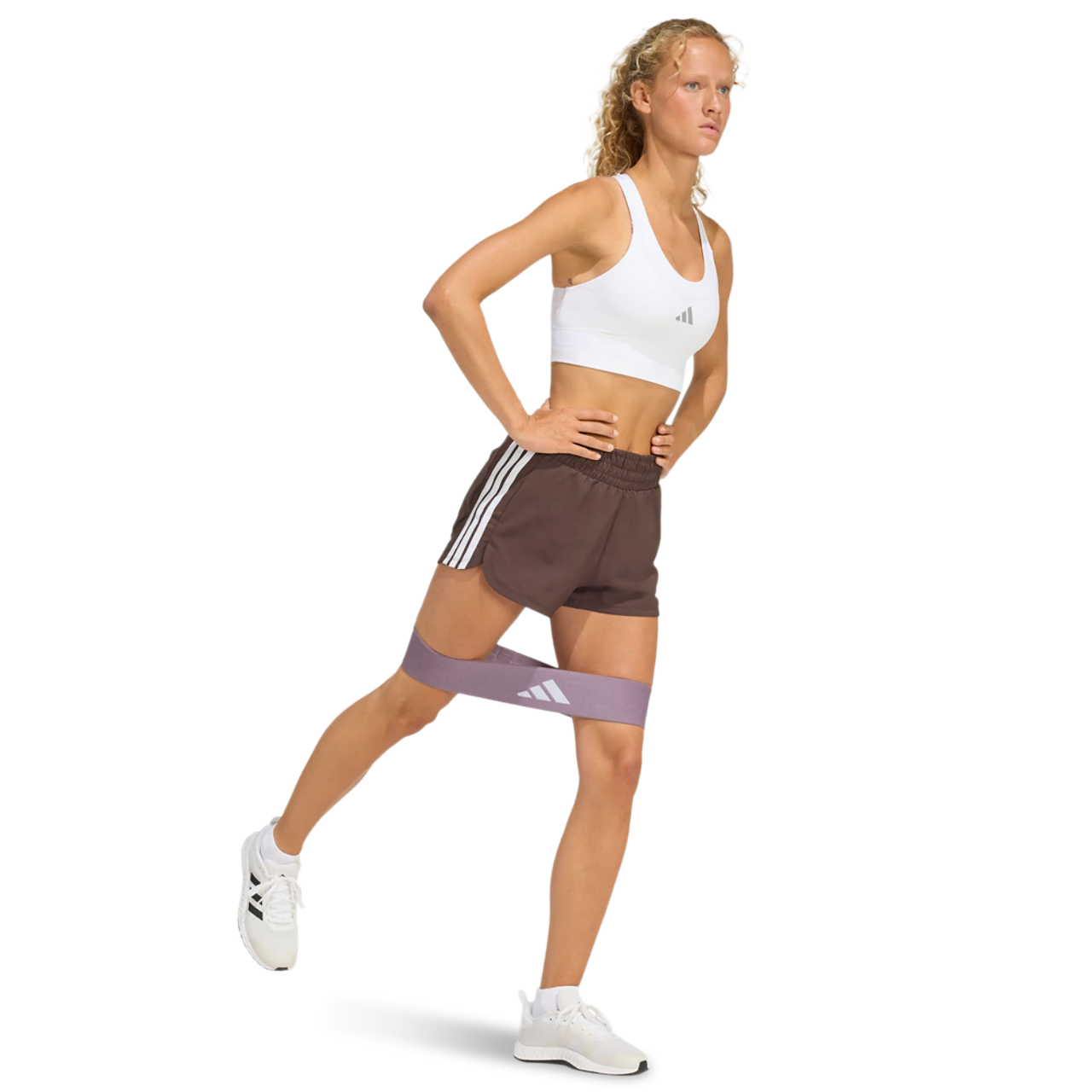 adidas Pacer Workout Woven High Rise Shorts Image 2 of 4. Tap to open photo gallery.