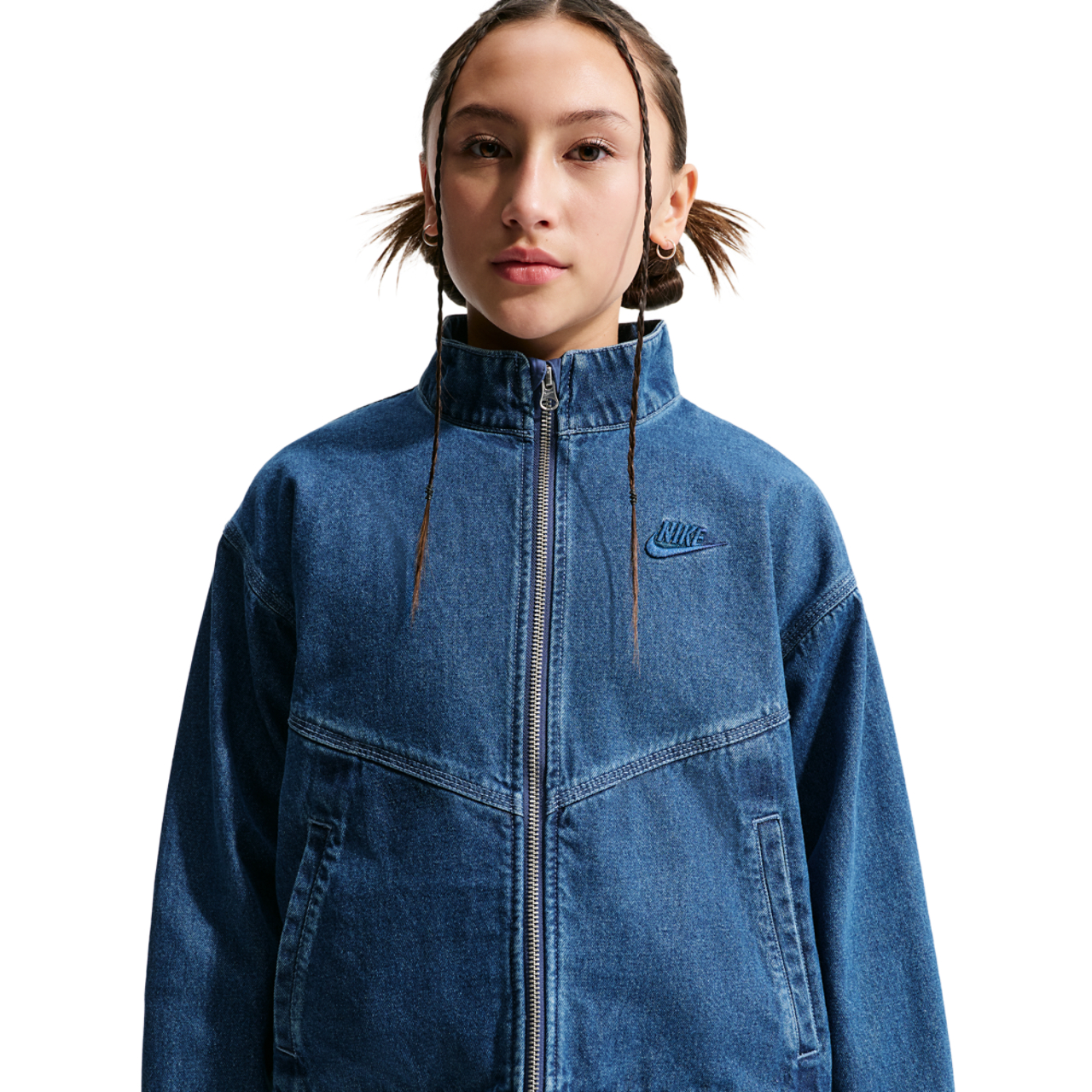Nike Windrunner Denim Jacket Image 1 of 4. Tap to open photo gallery.