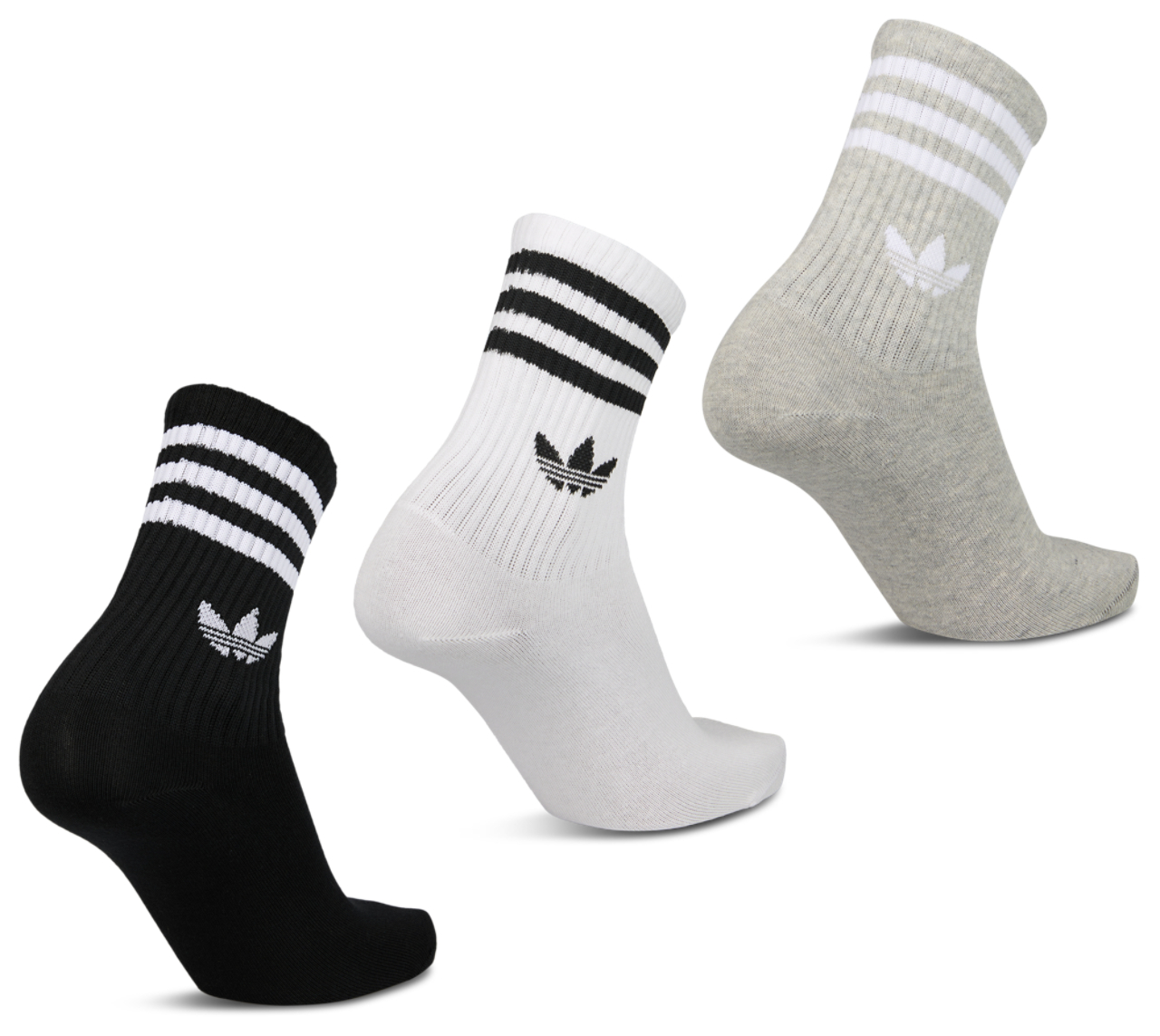 adidas Mid Cut Crew 3 Pack Image 2 of 2. Tap to open photo gallery.