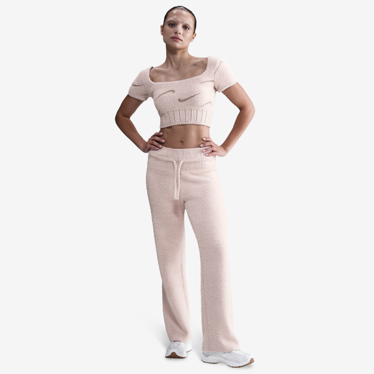 Nike NSW Phoenix  Boucle Short Sleve Crop T-Shirt Image 1 of 2. Tap to open photo gallery.