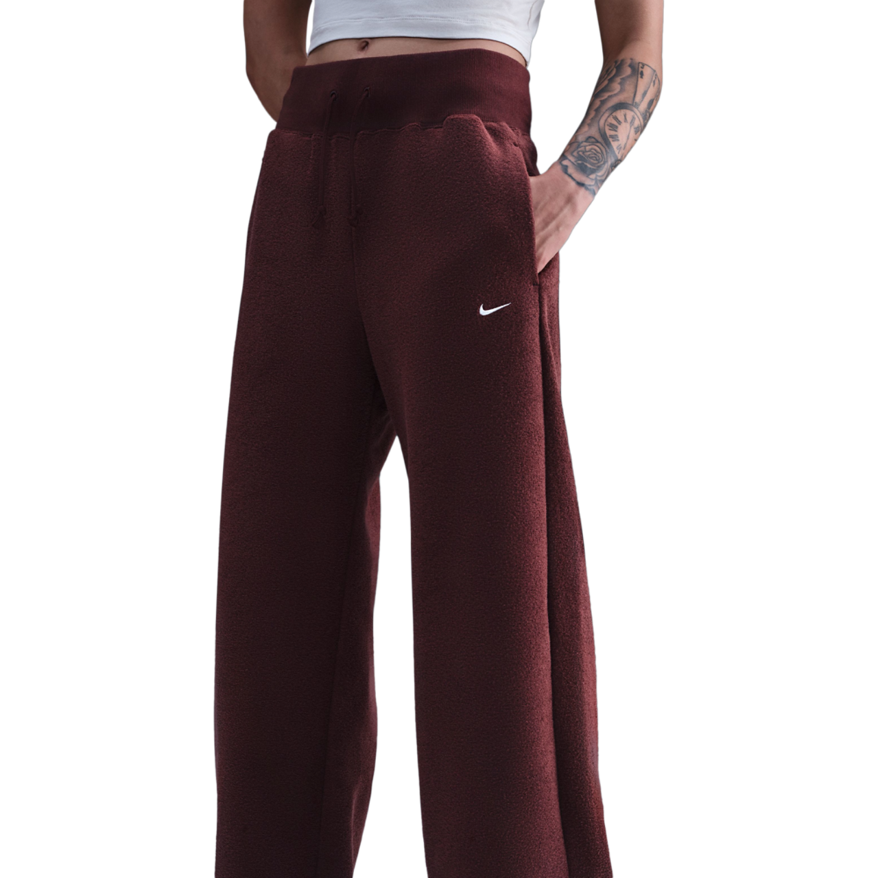 Nike NSW Phoenix Plush Wide Pants Image 1 of 5. Tap to open photo gallery.