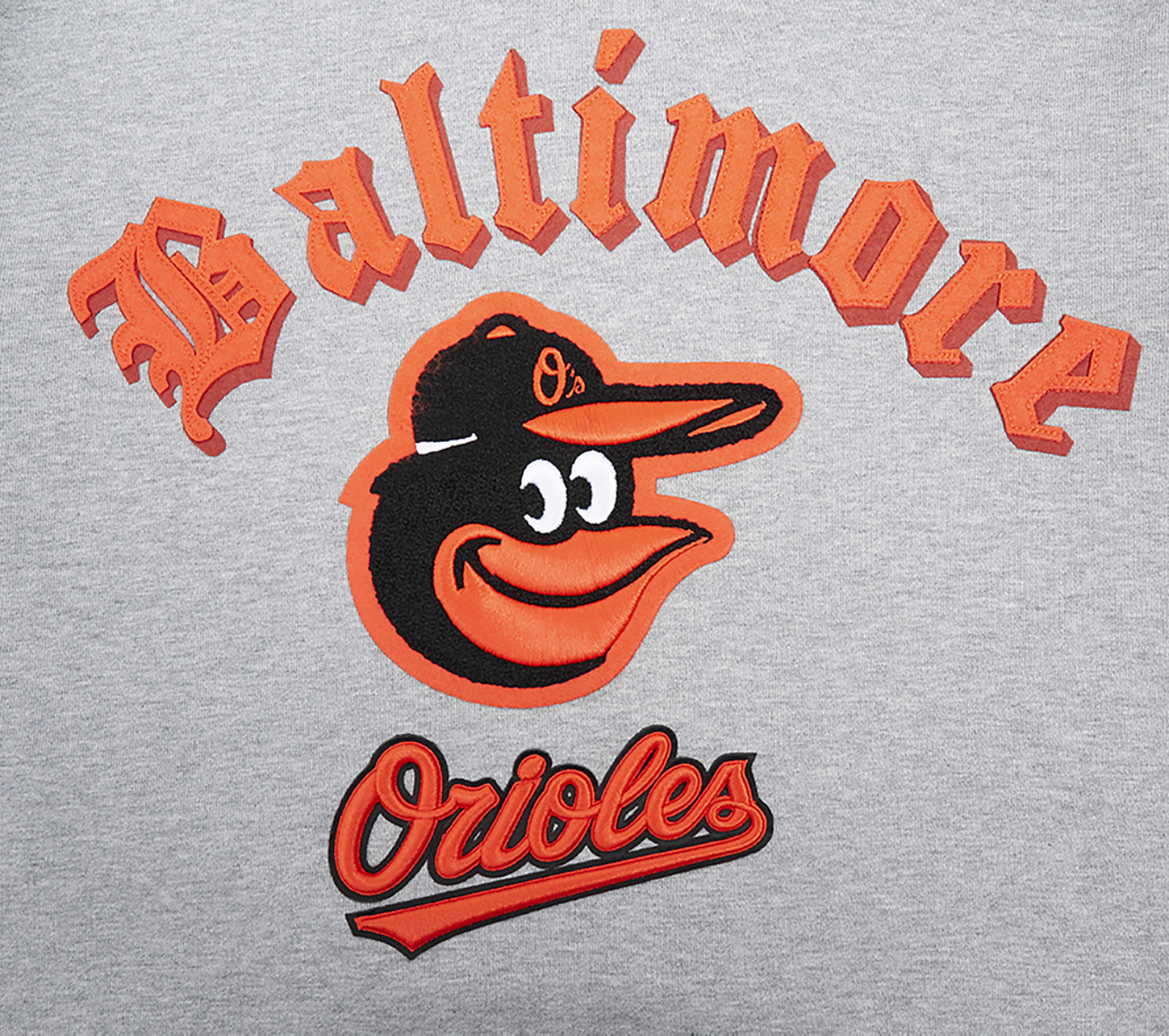 Pro Standard ORIOLES OLD ENGLISH FLC PO HOODIE Image 5 of 8. Tap to open photo gallery.