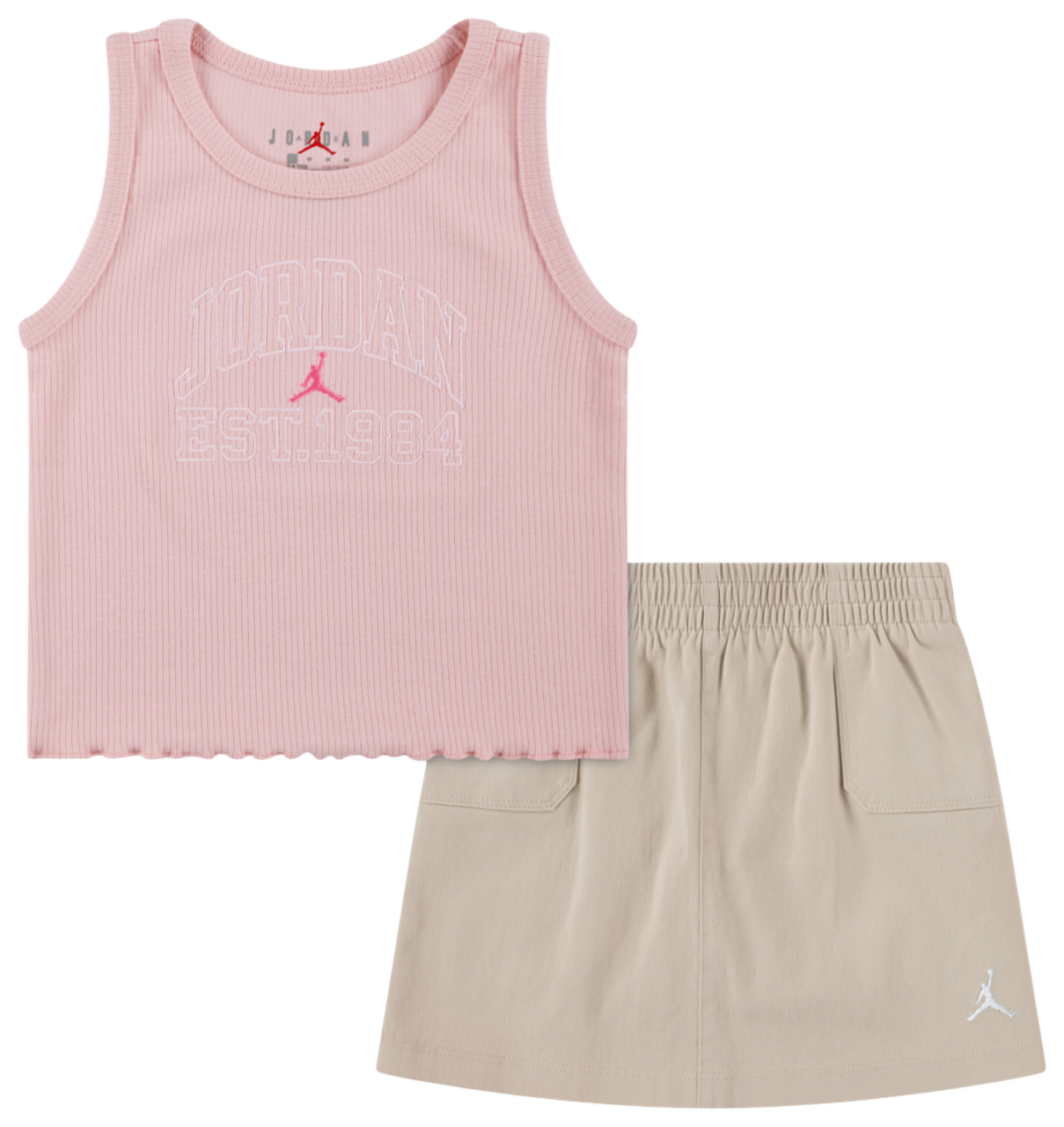 Jordan Ribbed Baby T-Shirt Cargo Skirt Set Image 1 of 4. Tap to open photo gallery.