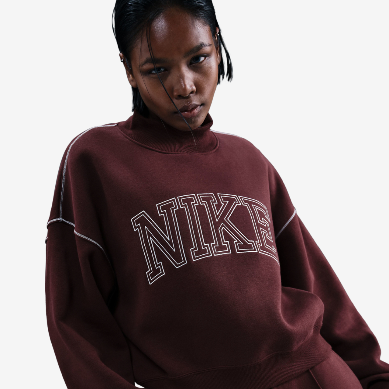 Nike NSW Phoenix Fleece Mock Neck Image 1 of 5. Tap to open photo gallery.