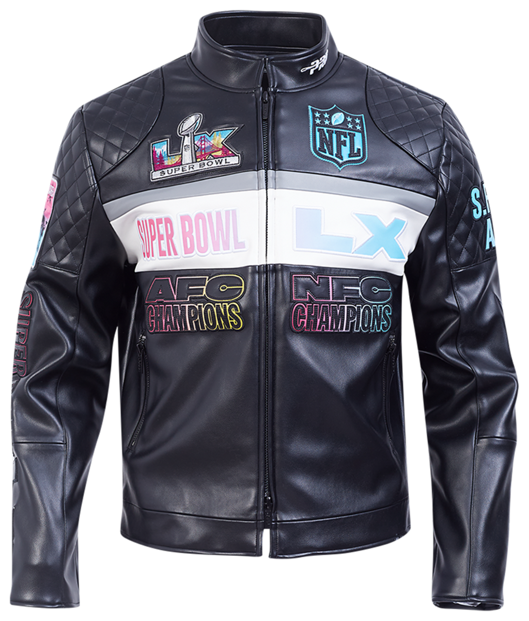 Pro Standard NFL Super Bowl 60 Moto Jacket Image 1 of 8. Tap to open photo gallery.