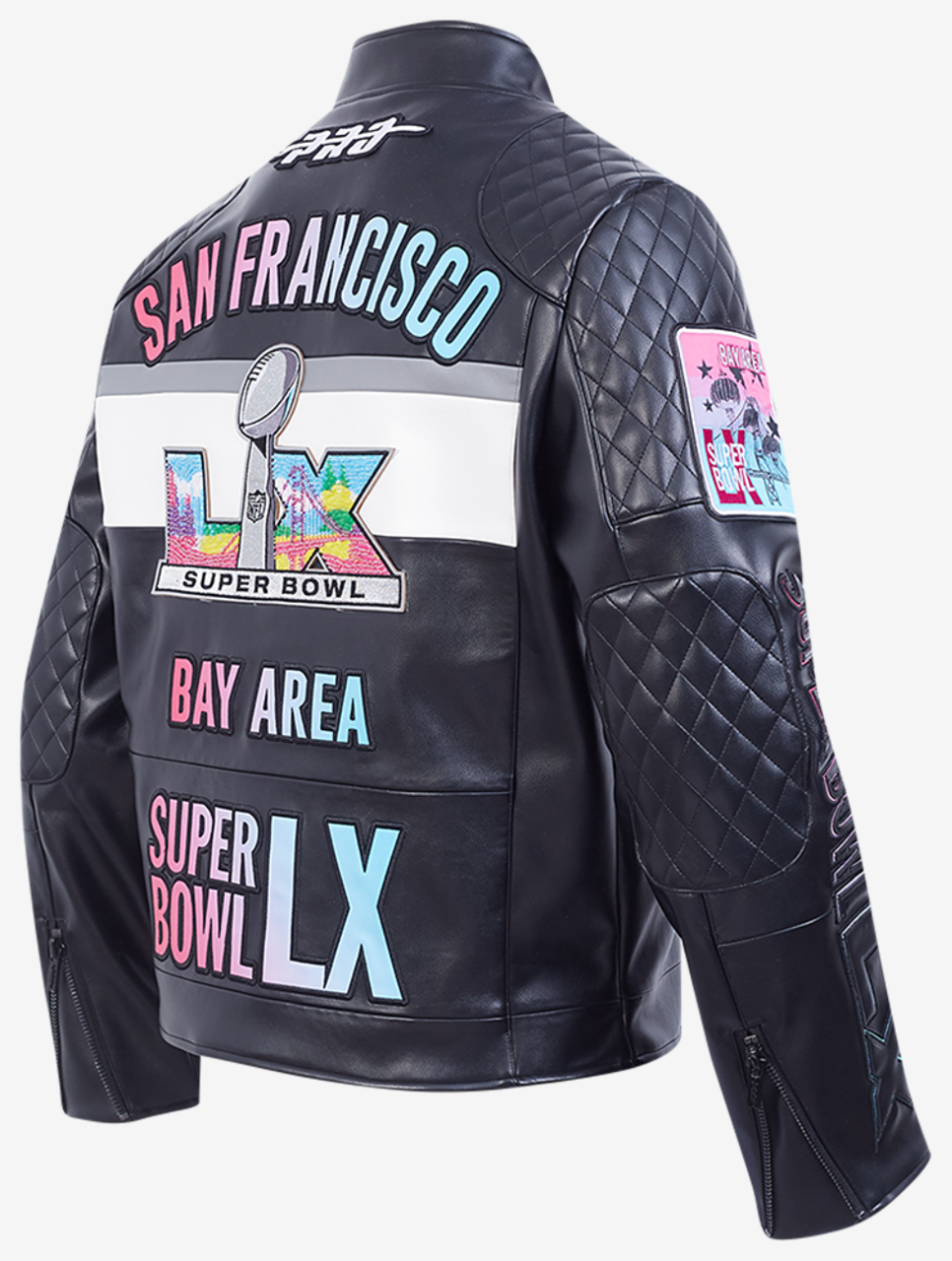 Pro Standard NFL Super Bowl 60 Moto Jacket Image 2 of 8. Tap to open photo gallery.