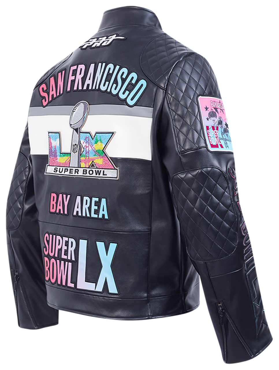 Pro Standard NFL Super Bowl 60 Moto Jacket Image 2 of 8. Tap to open photo gallery.