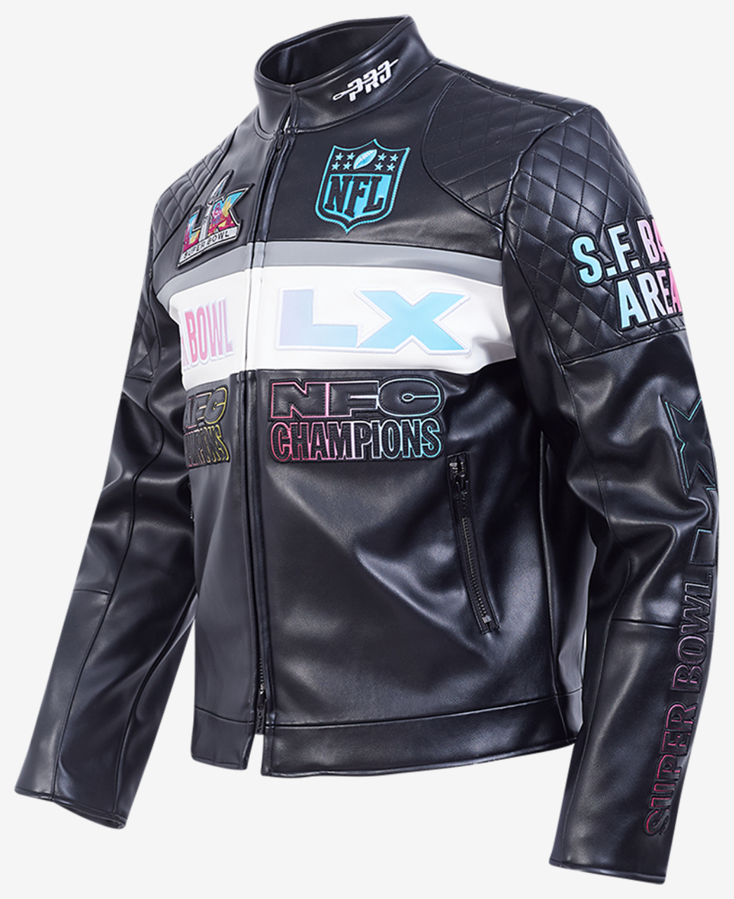 Pro Standard NFL Super Bowl 60 Moto Jacket Image 3 of 8. Tap to open photo gallery.
