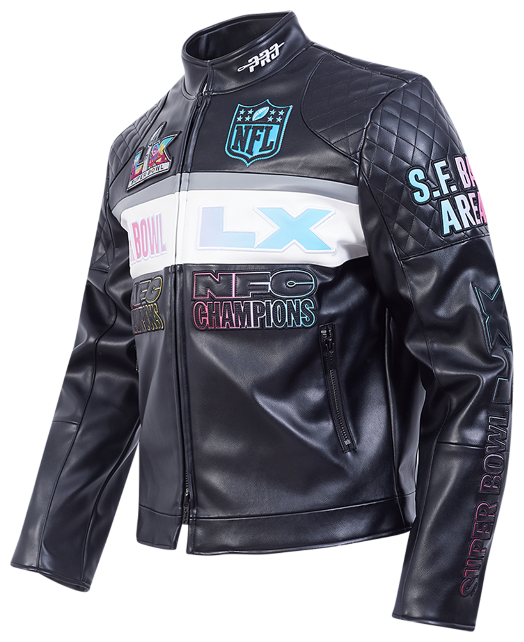 Pro Standard NFL Super Bowl 60 Moto Jacket Image 3 of 8. Tap to open photo gallery.